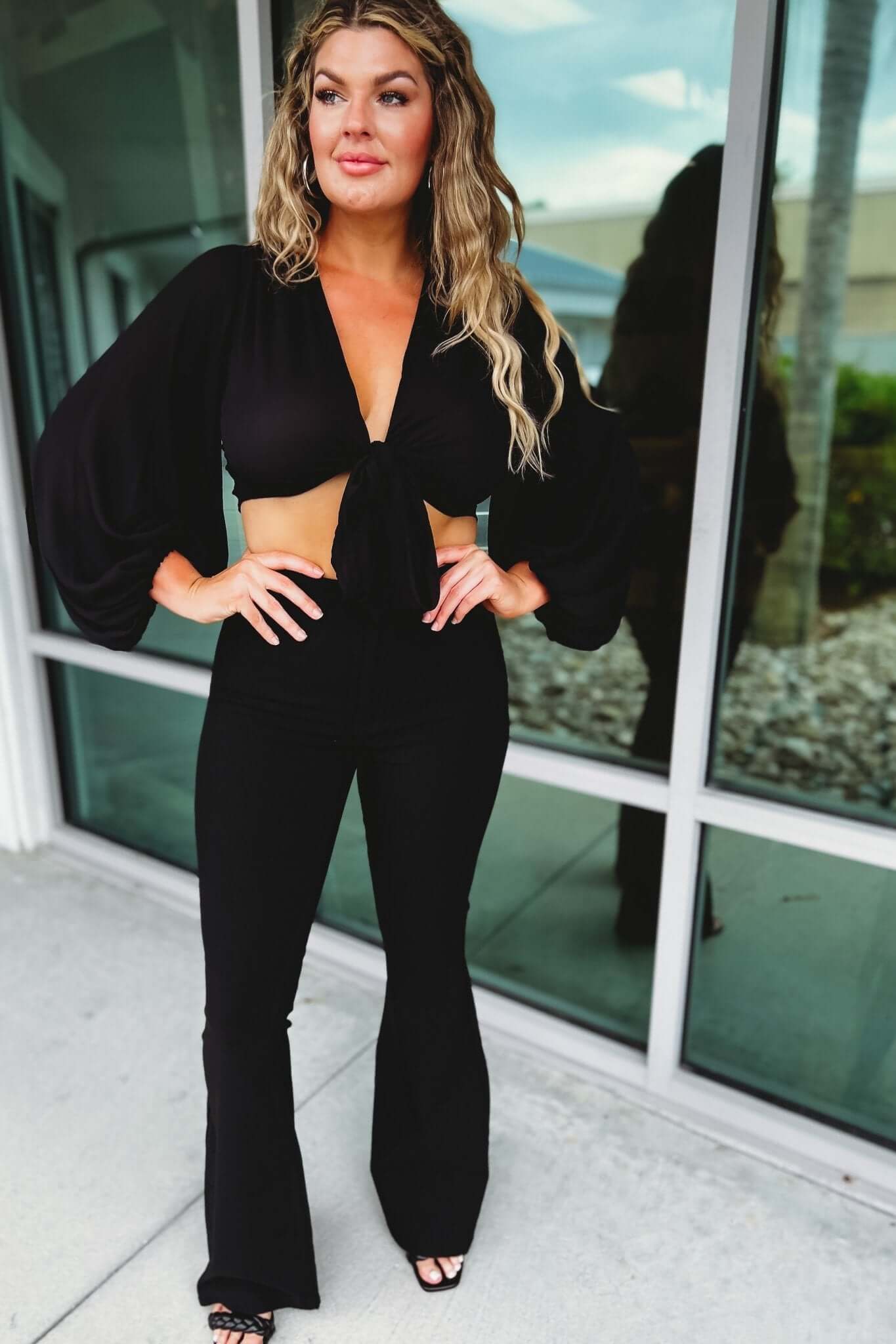 Premium Olive Disco Nights Stretchy Flares - Size XL