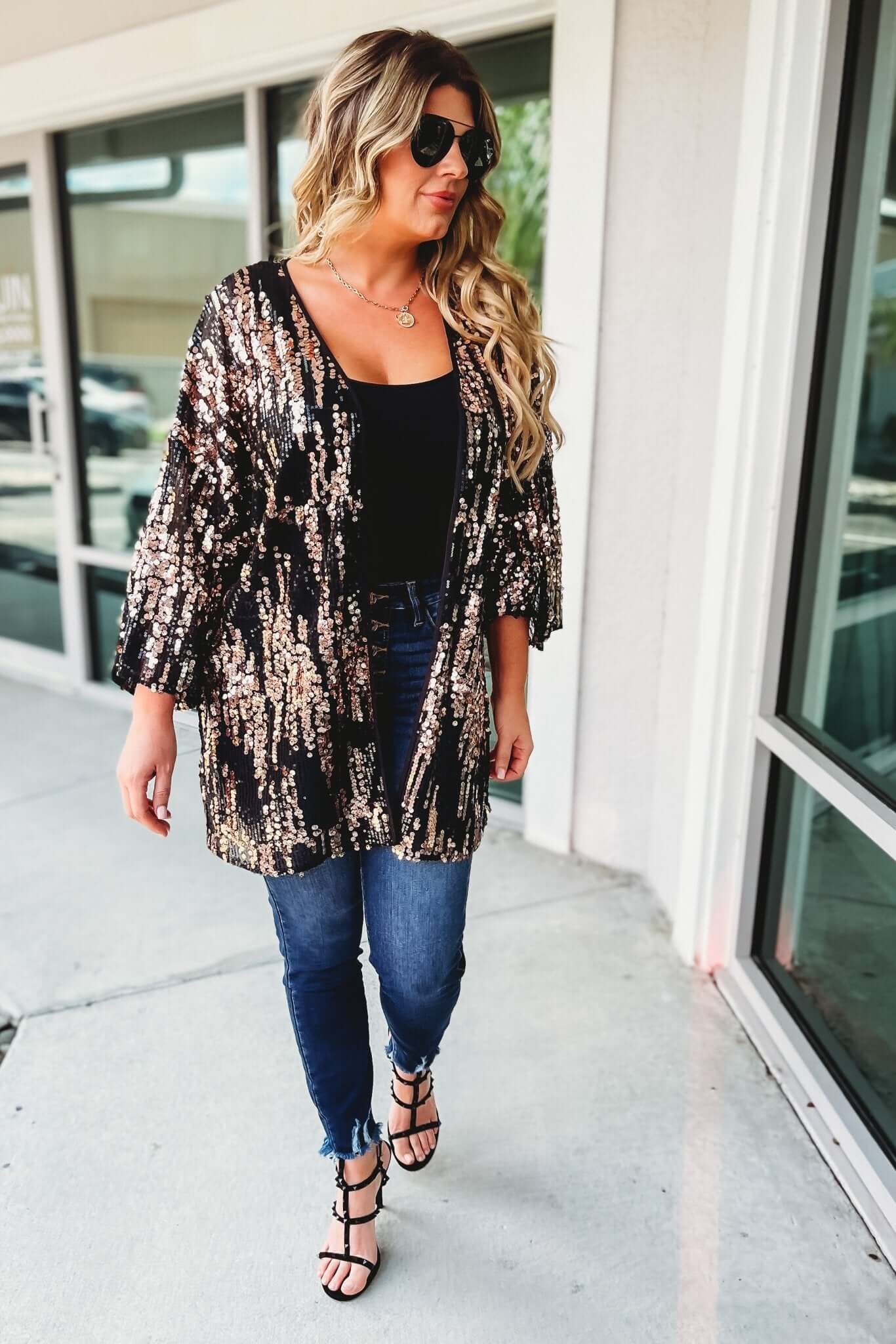 Premium Black Sequin Rockstar Cardigan - Ultimate Party Glam