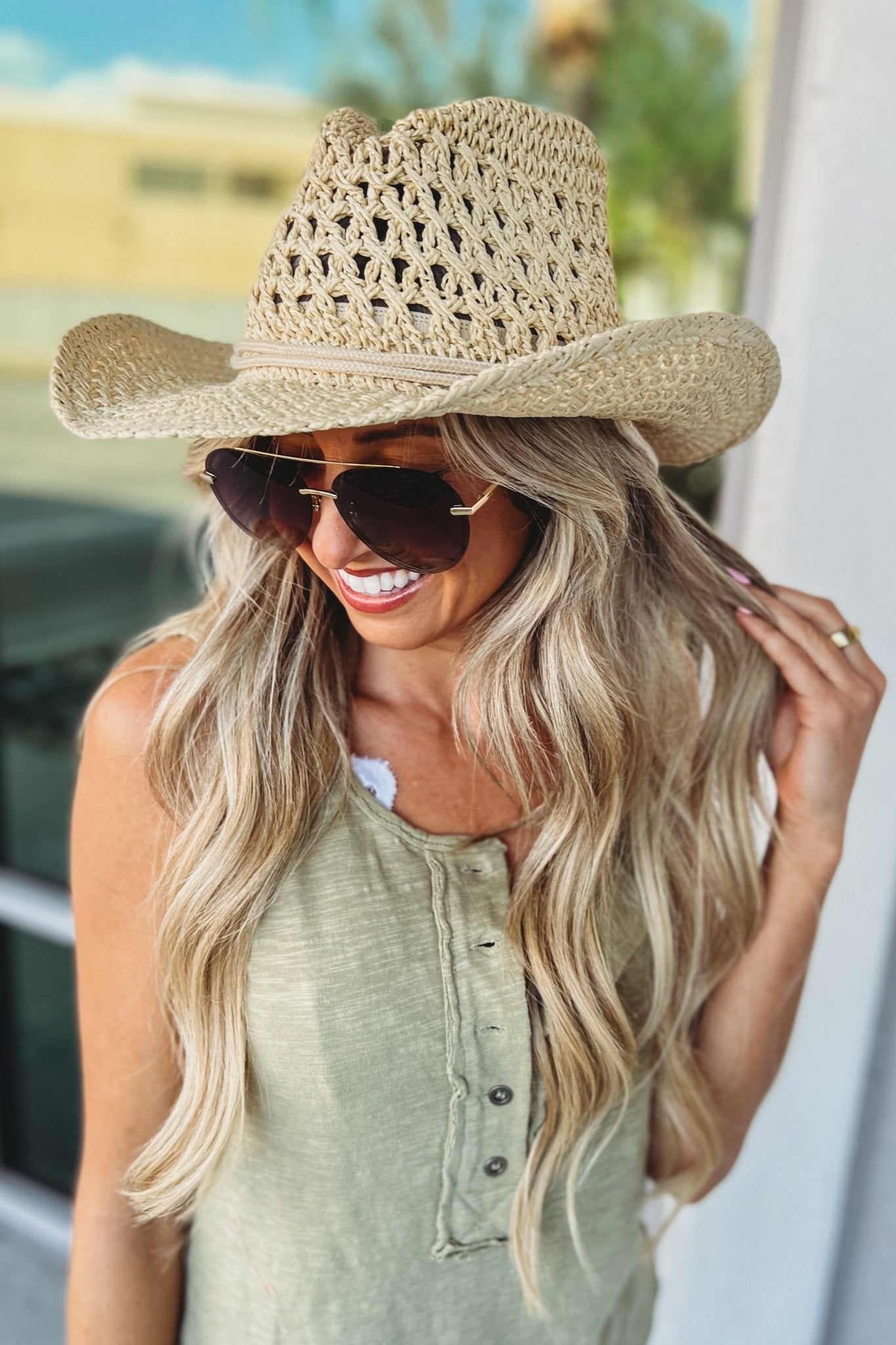 Premium Ivory Straw Cowboy Hat - Adjustable & Stylish