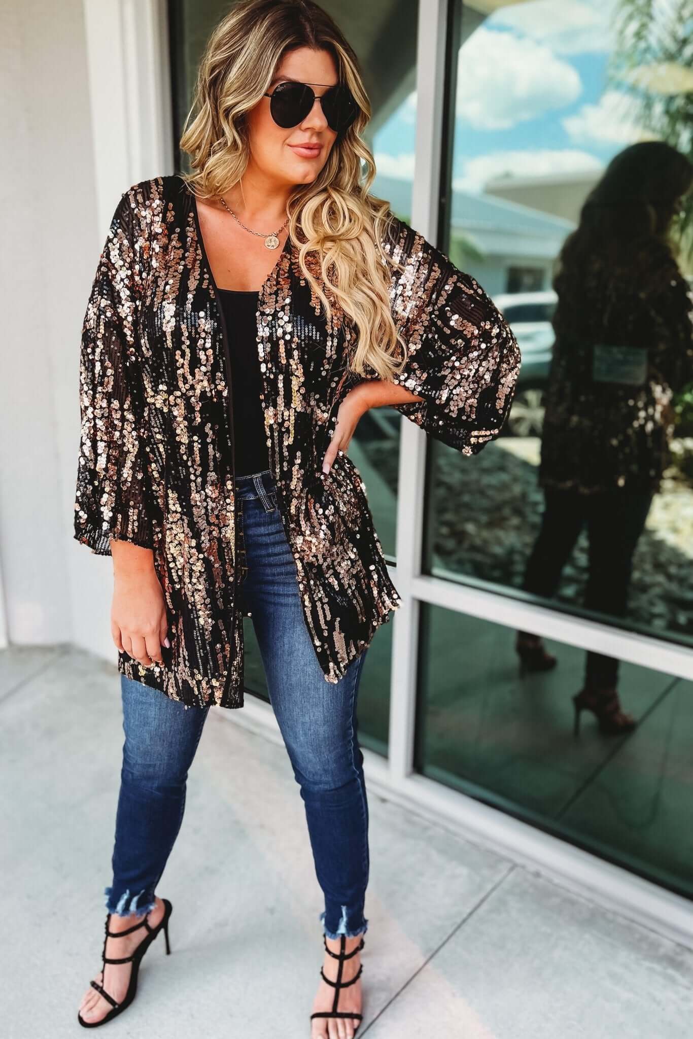Premium Black Sequin Rockstar Cardigan - Ultimate Party Glam