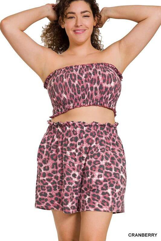 Ultimate Lazy Day Leopard Print Tube Top & Shorts Set