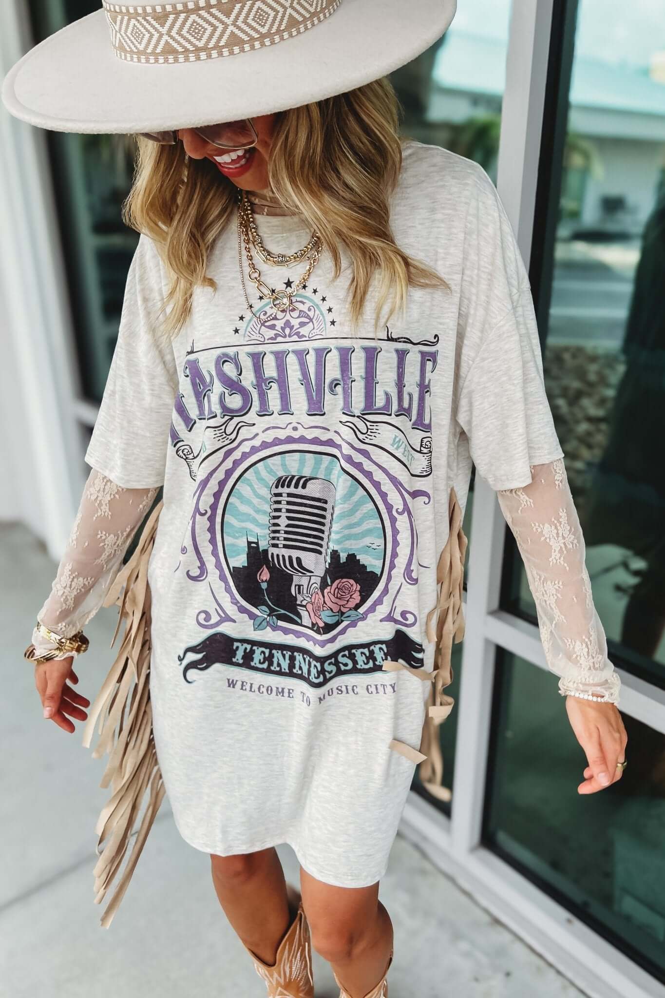 Premium Western Fringed Shirt Dress - Nashville Style