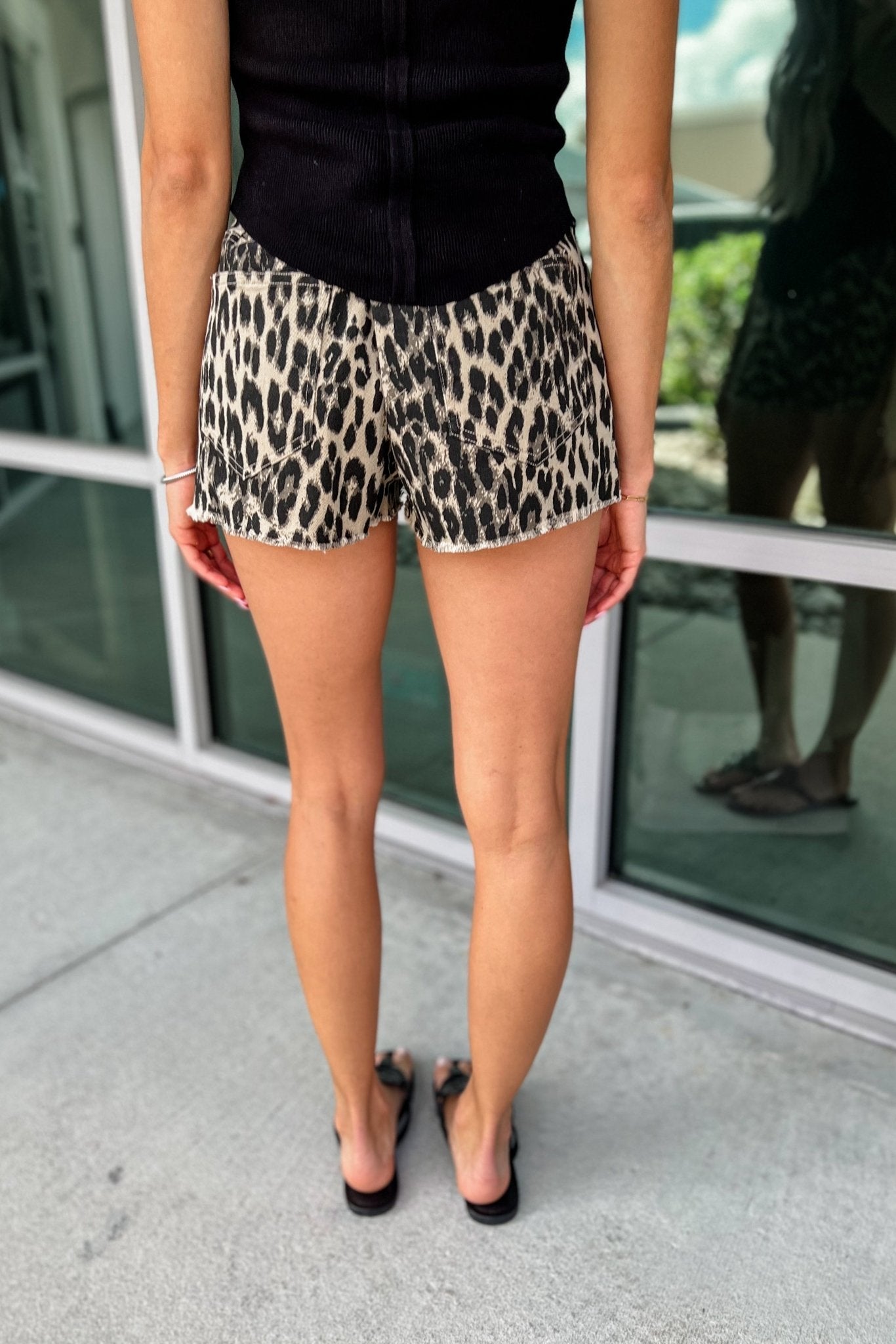 Premium Wild Side Leopard Print Denim Shorts