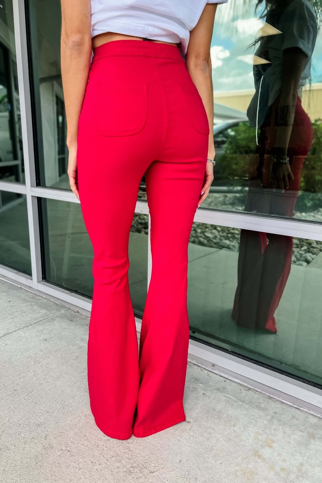 Premium Olive Disco Nights Stretchy Flares - Size XL