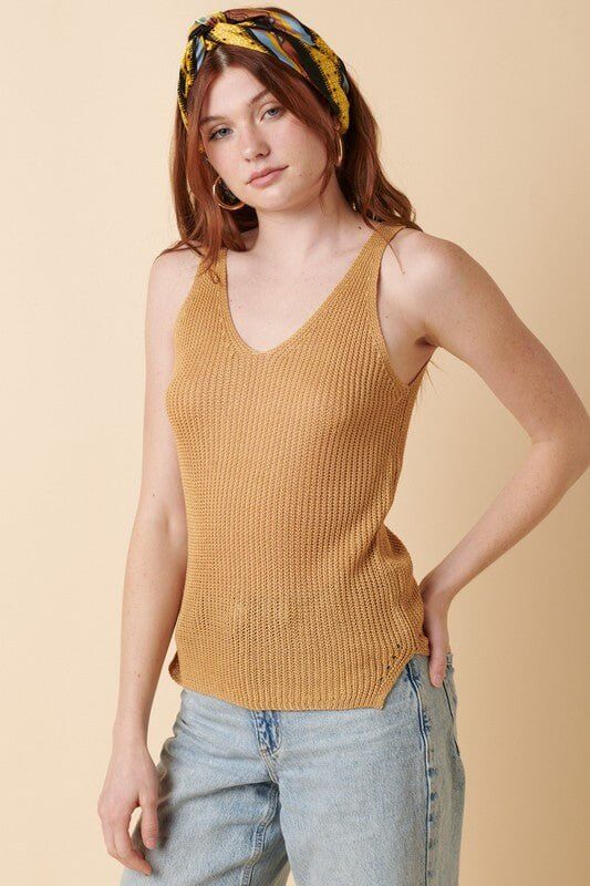 Premium Light Up My Life Knit Tank - Mustard (Sizes S, M, L)