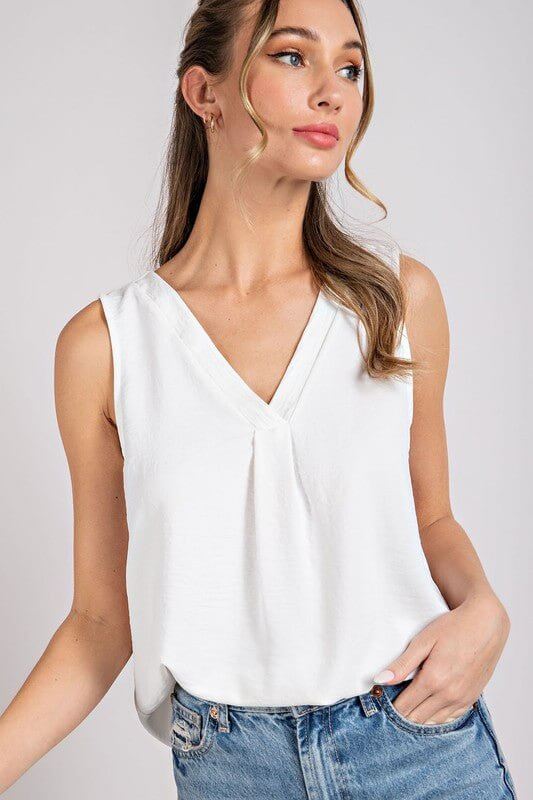 Premium Office Essentials: V-Neck Sleeveless Top in 6 Stylish Colors