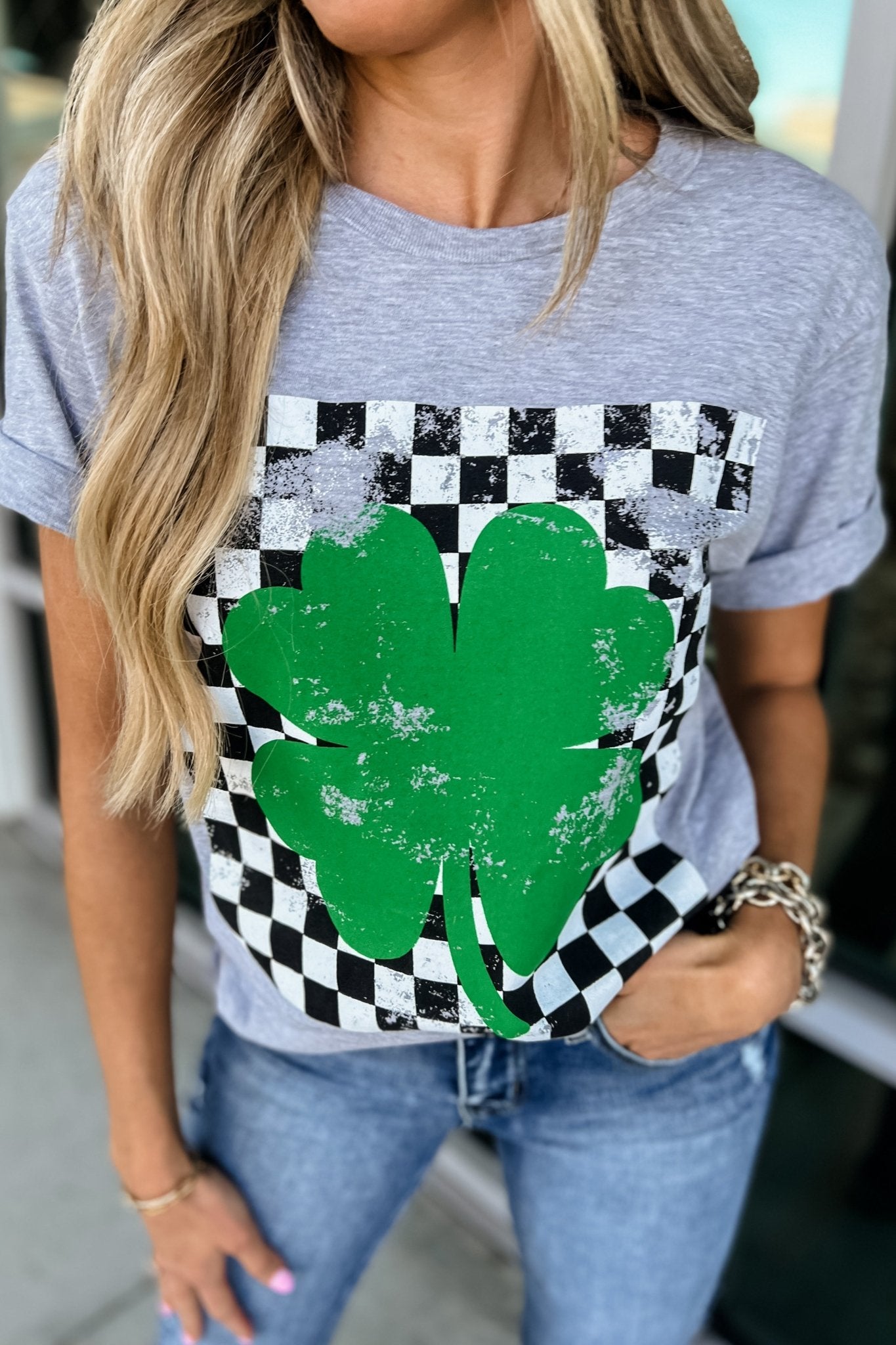 Premium Checkered Shamrock Graphic Tee - Ultimate Style & Comfort