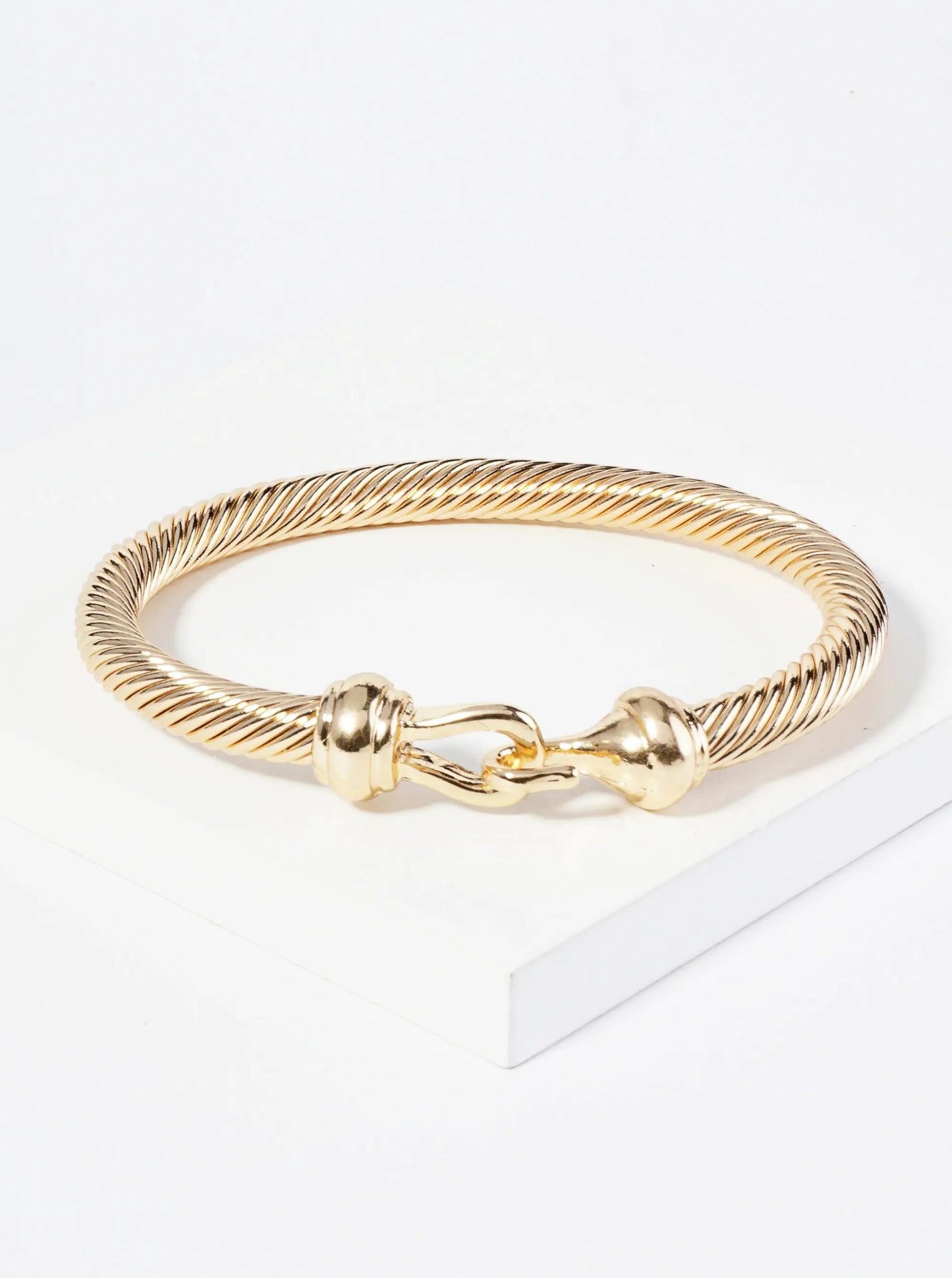 Premium Rope Texture Silver & Gold Hook Clasp Bangle Bracelet