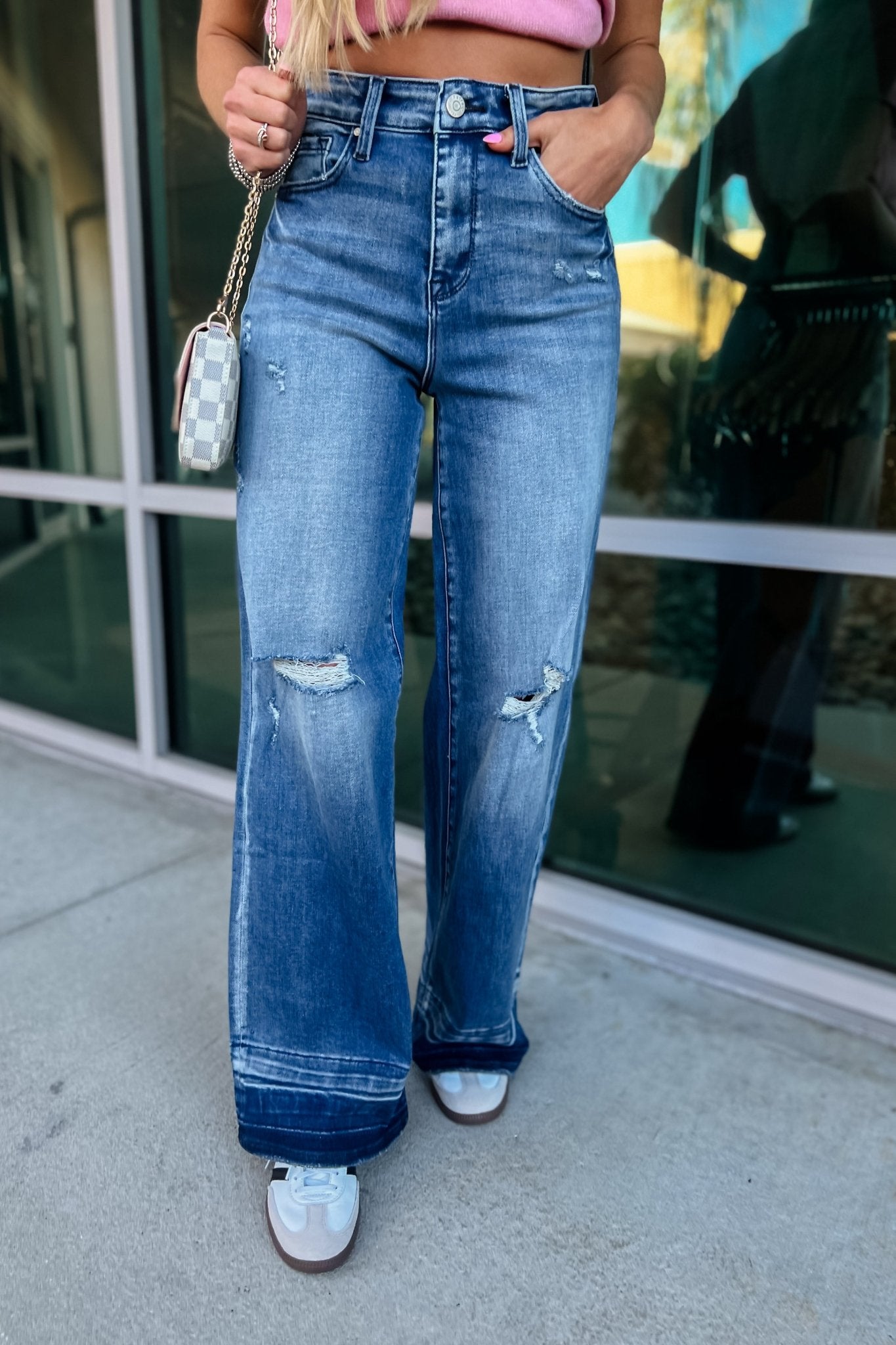 Premium Harper Distressed Wide Leg Jeans - Ultimate Comfort & Style