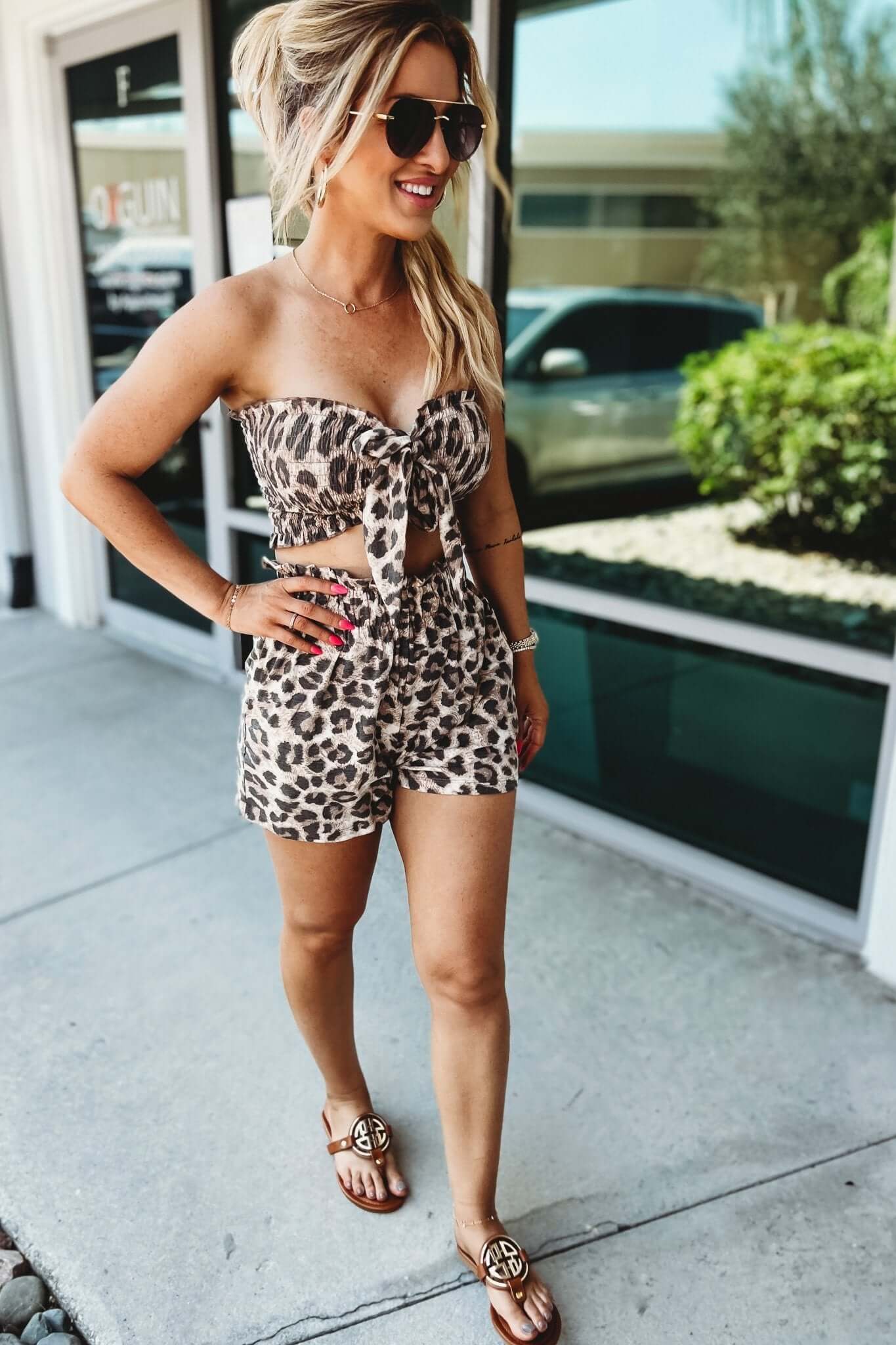 Ultimate Lazy Day Leopard Print Tube Top & Shorts Set