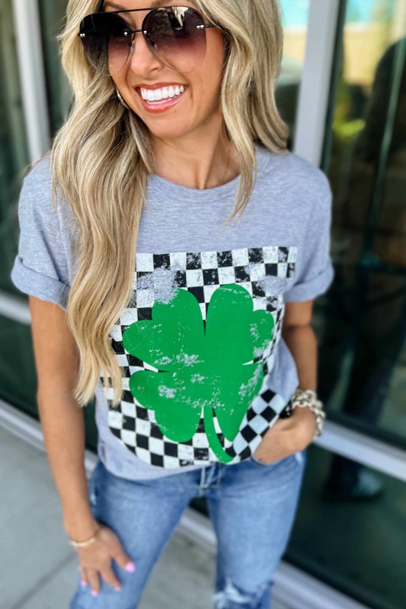 Premium Checkered Shamrock Graphic Tee - Ultimate Style & Comfort