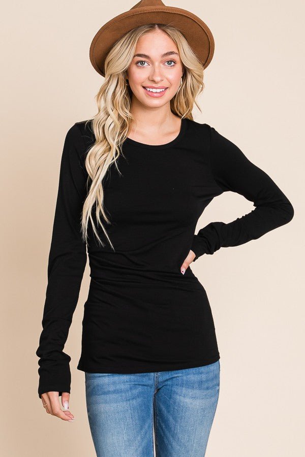 Premium Whisper Ruched Side Long Sleeve Top - Ultimate Comfort & Style