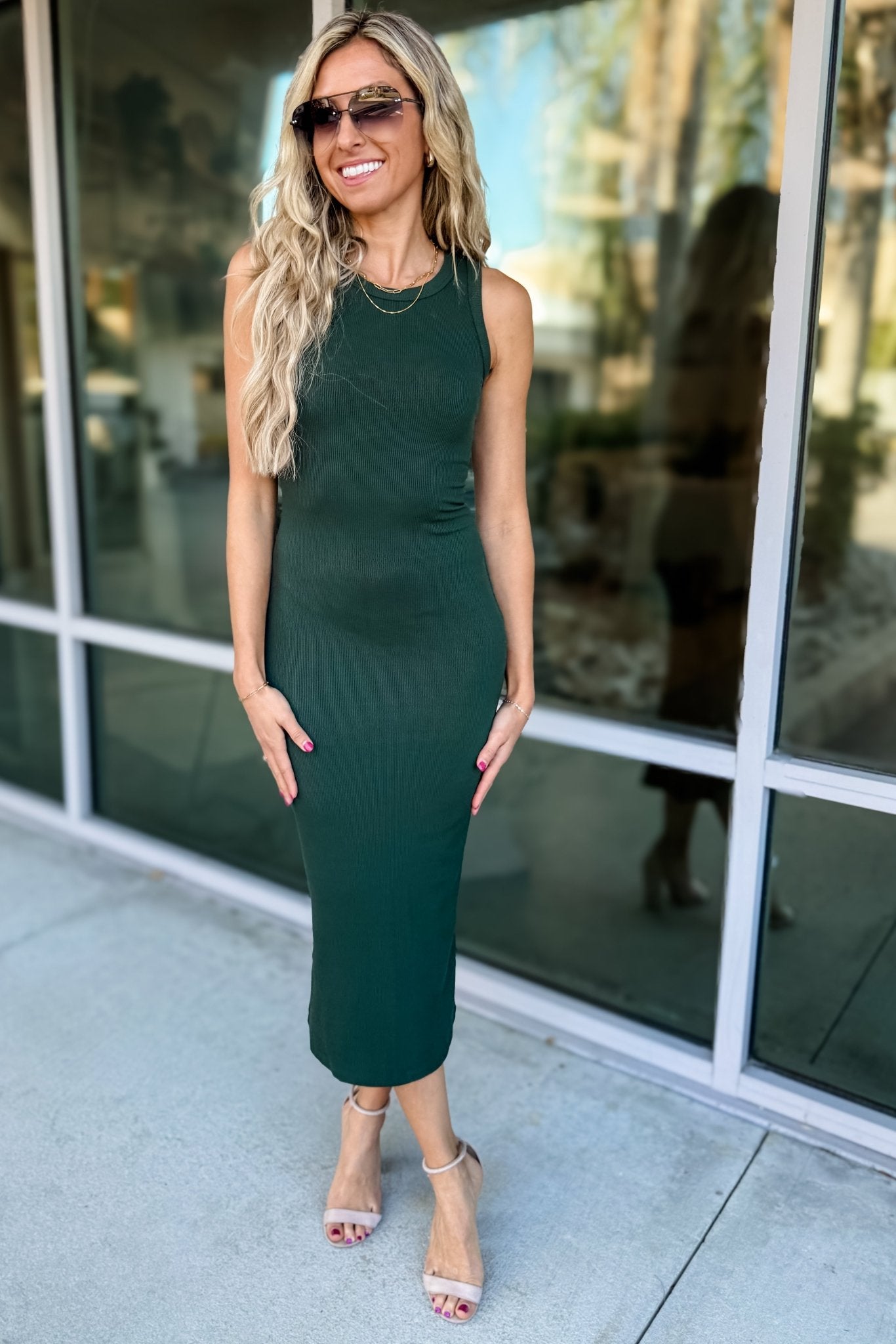 Ultimate Bodycon Racerback Green Dress | One of Those Girls