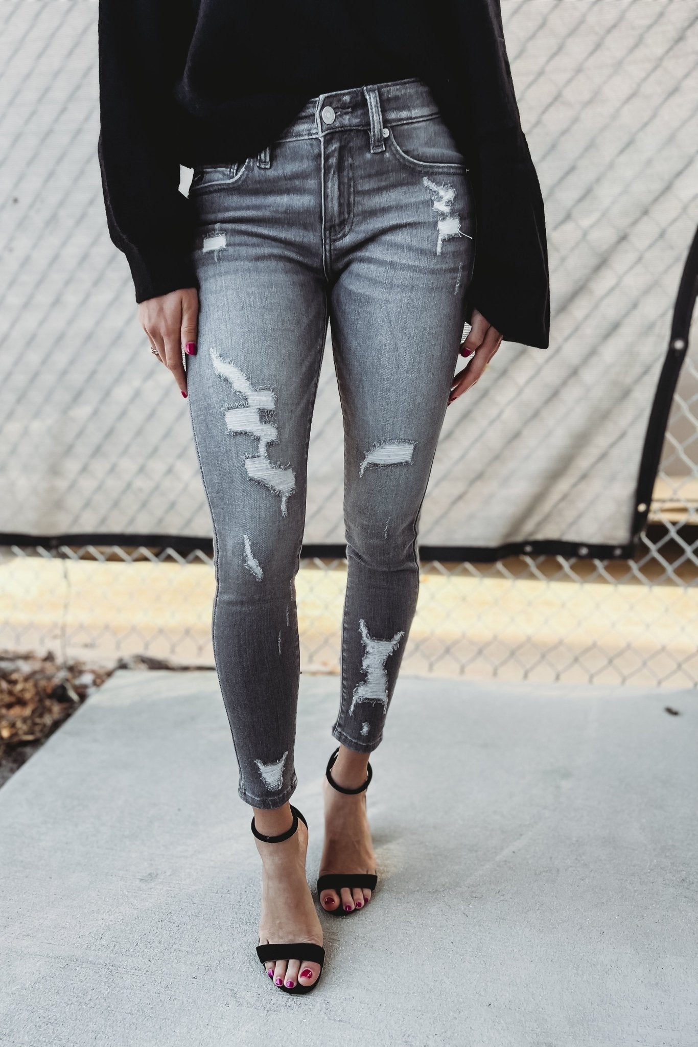 KANCAN Premium Lyla Grey Distressed Jeans - Ultimate Comfort & Style