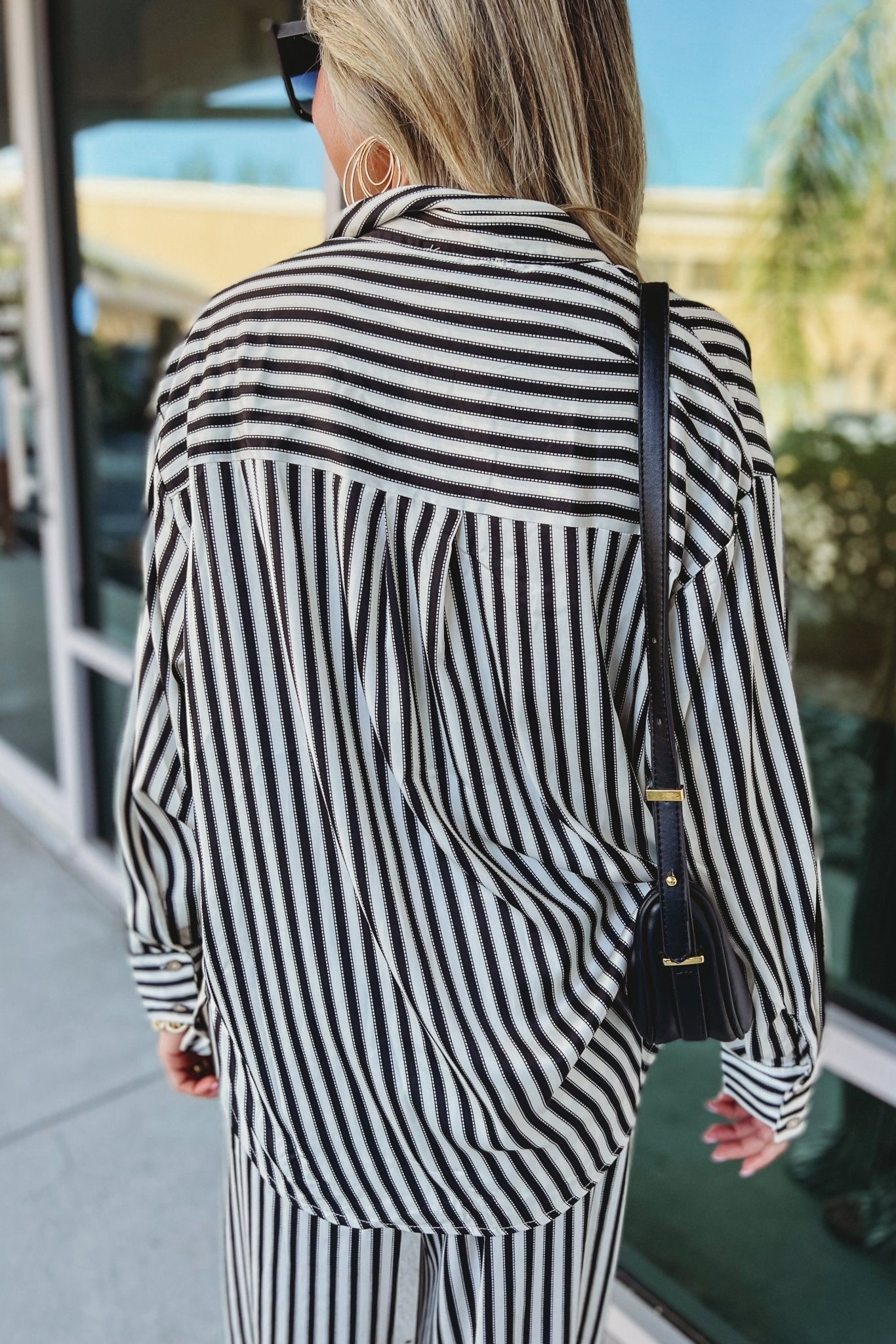 Premium Satin Striped Button-Down Top for Women