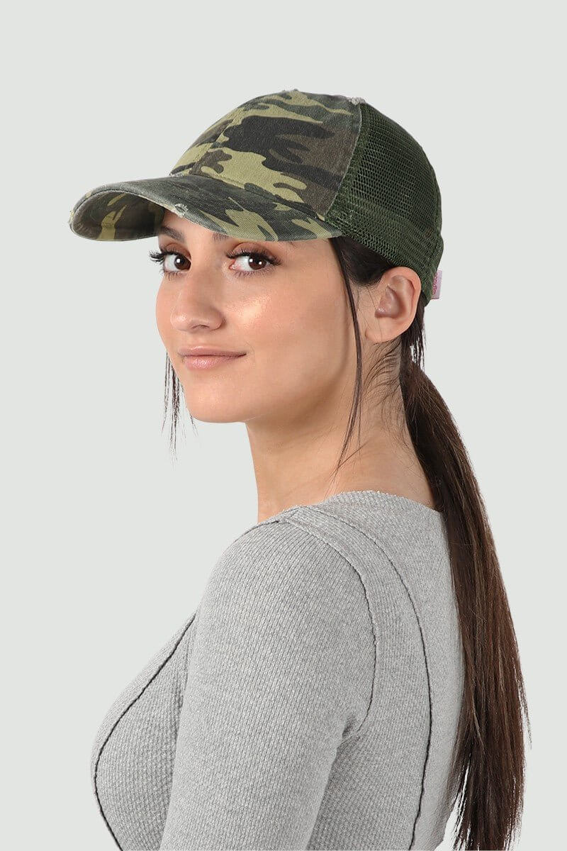 Premium Distressed Camouflage Mesh Back Cap - Ultimate Style Upgrade