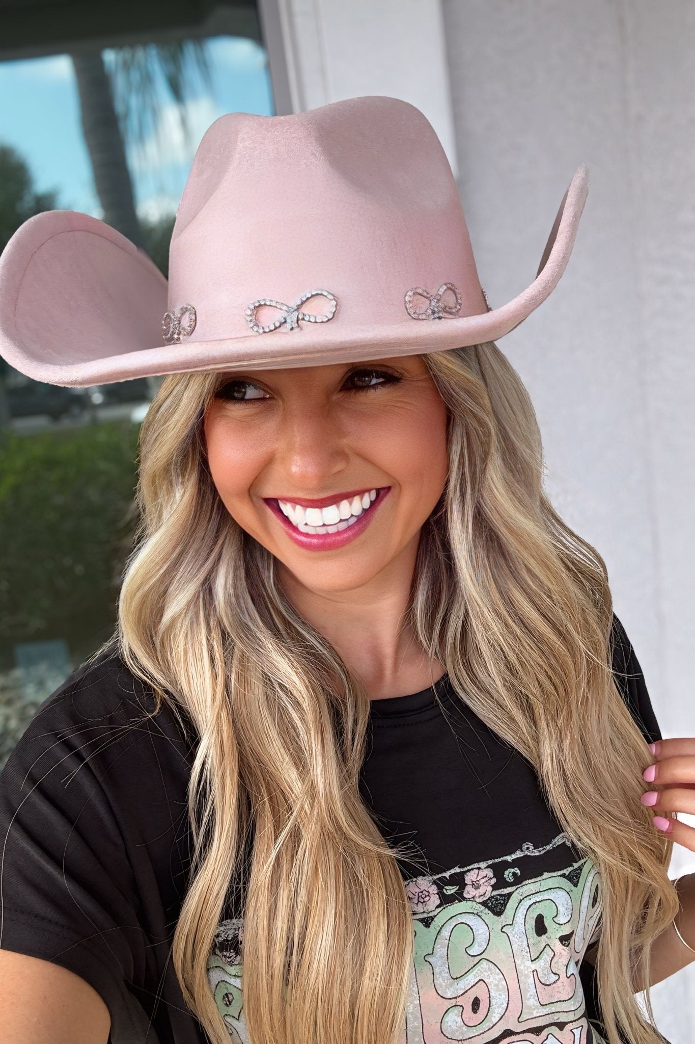 Premium Pink Rhinestone Bow Cowboy Hat - Ultimate Style Statement