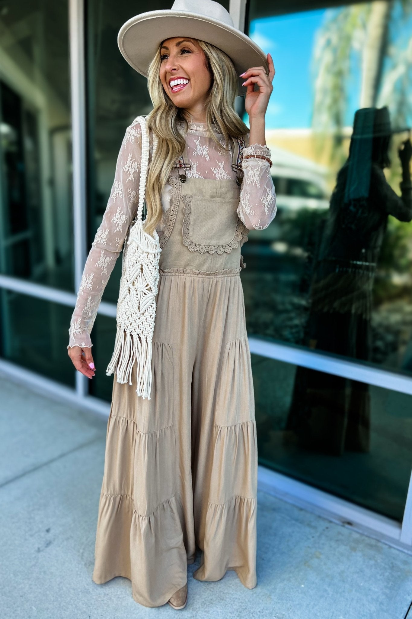 Ultimate Boho Free Spirit Lace Trim Overalls - Coco