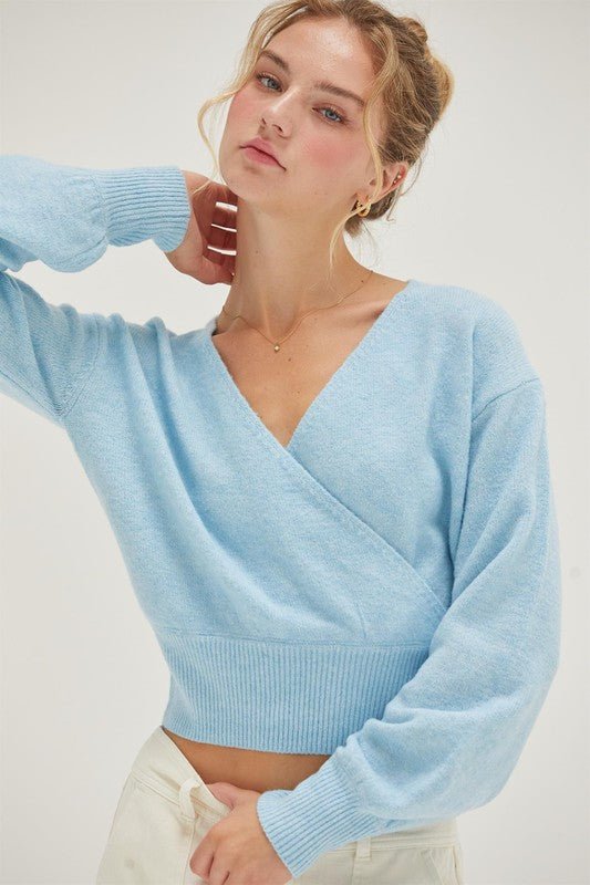 Premium V-Neck Crossover Sweater - 3 Stylish Colors