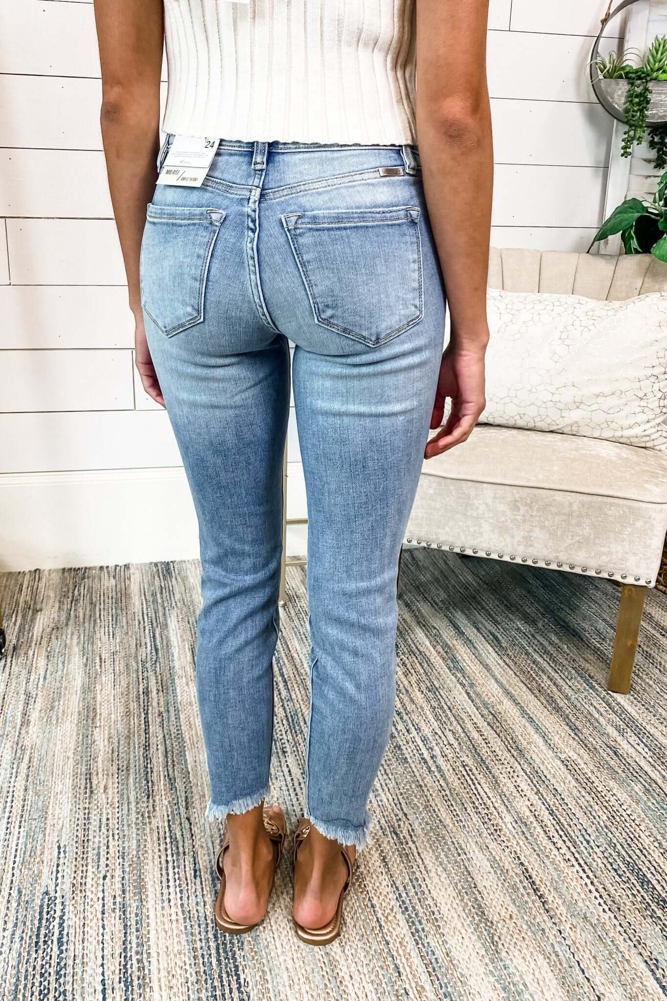 KANCAN Premium Cropped Skinny Jeans - Unfinished Business Sharkbite