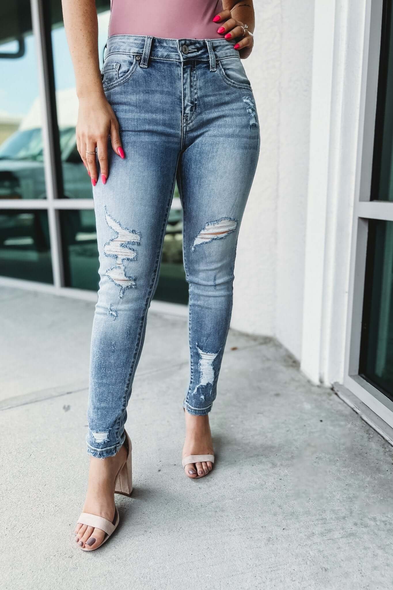 KanCan Ultimate Star of the Show Distressed Jeans - Premium Grey Edition