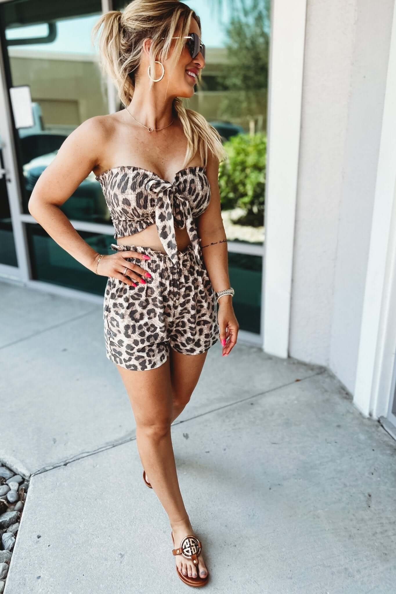 Ultimate Lazy Day Leopard Print Tube Top & Shorts Set