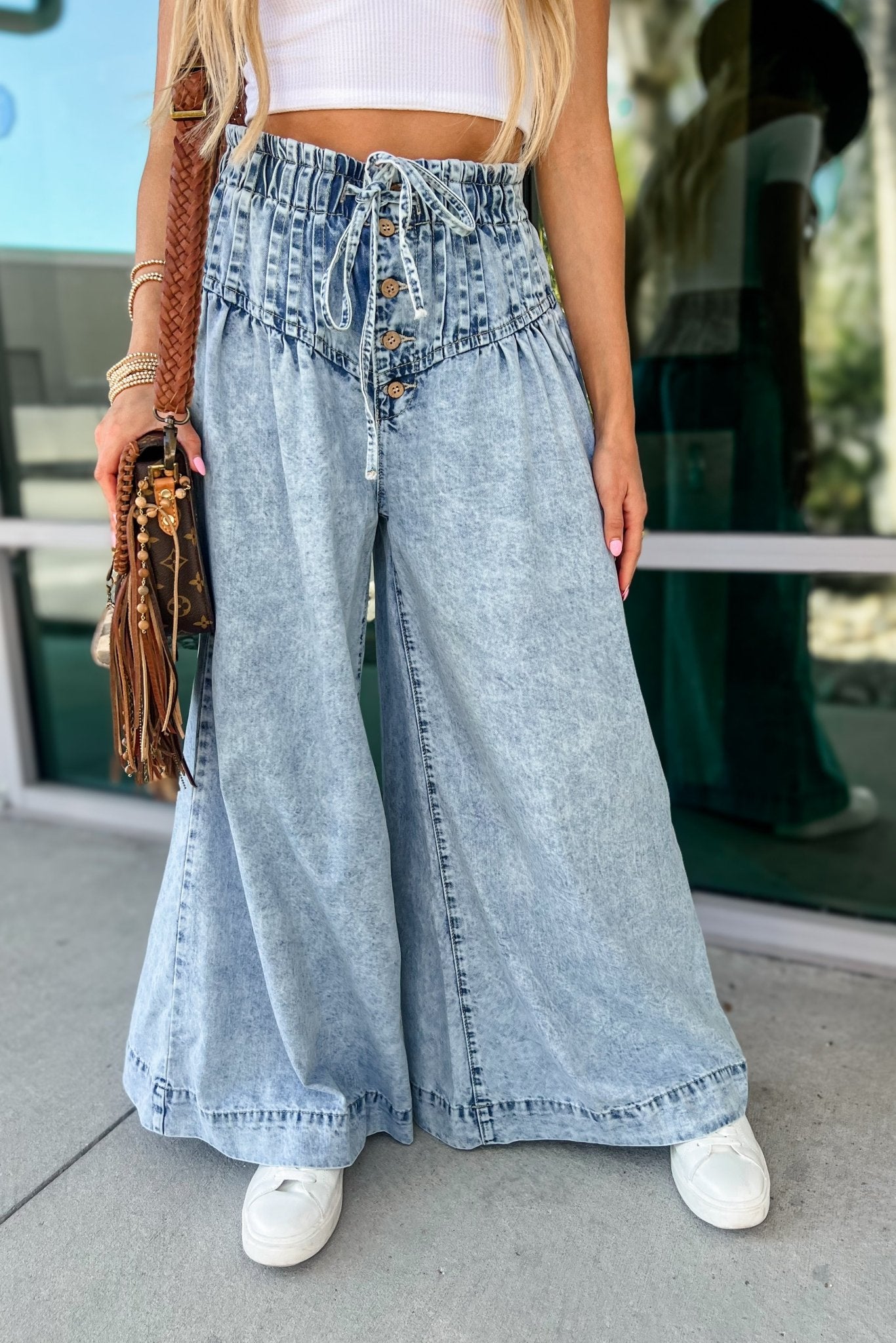 Ultimate Vintage Wide Leg Denim Pants - Premium Mineral Washed Style