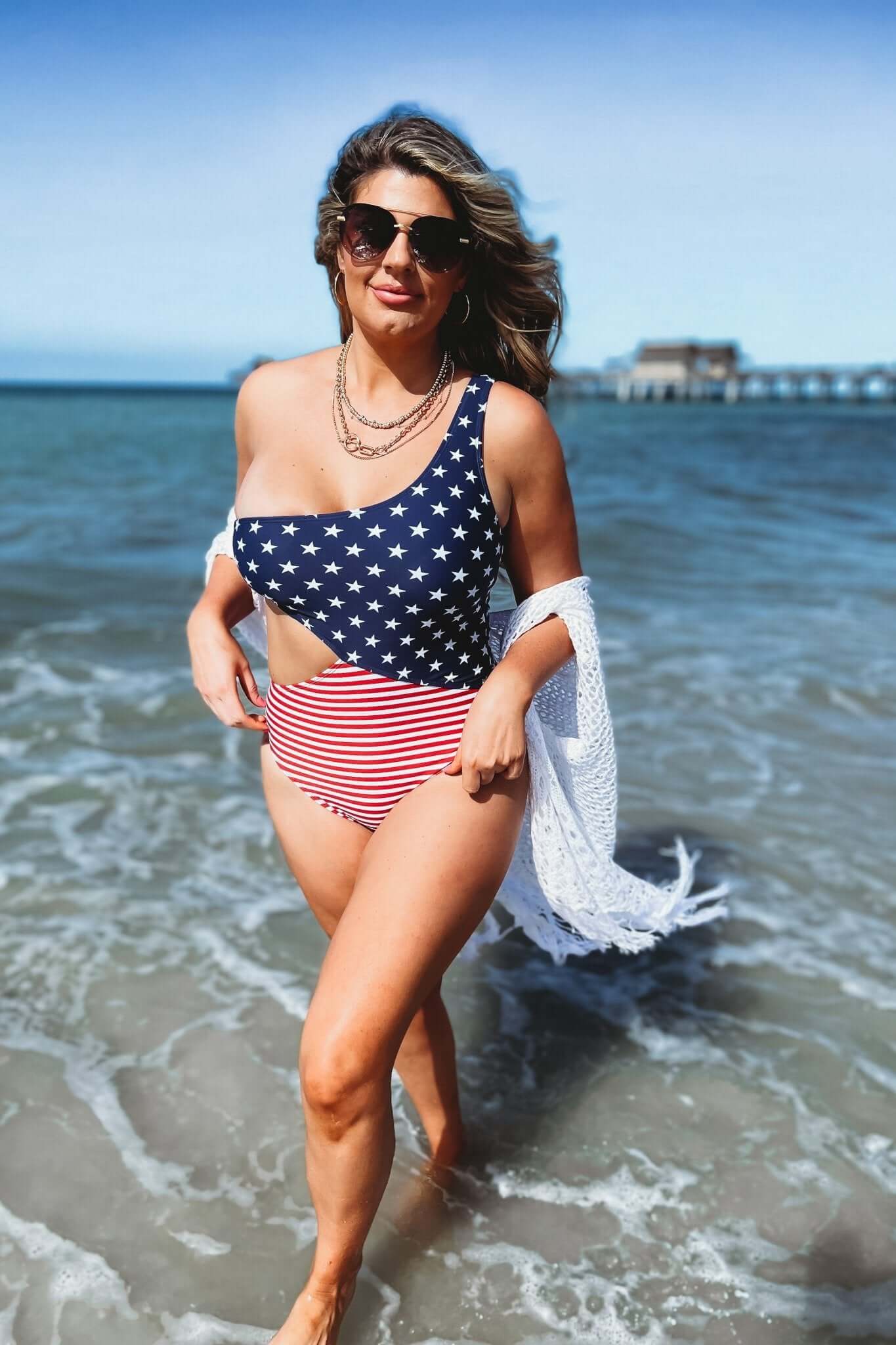 Premium Star Spangled One-Piece Swimsuit - Size S