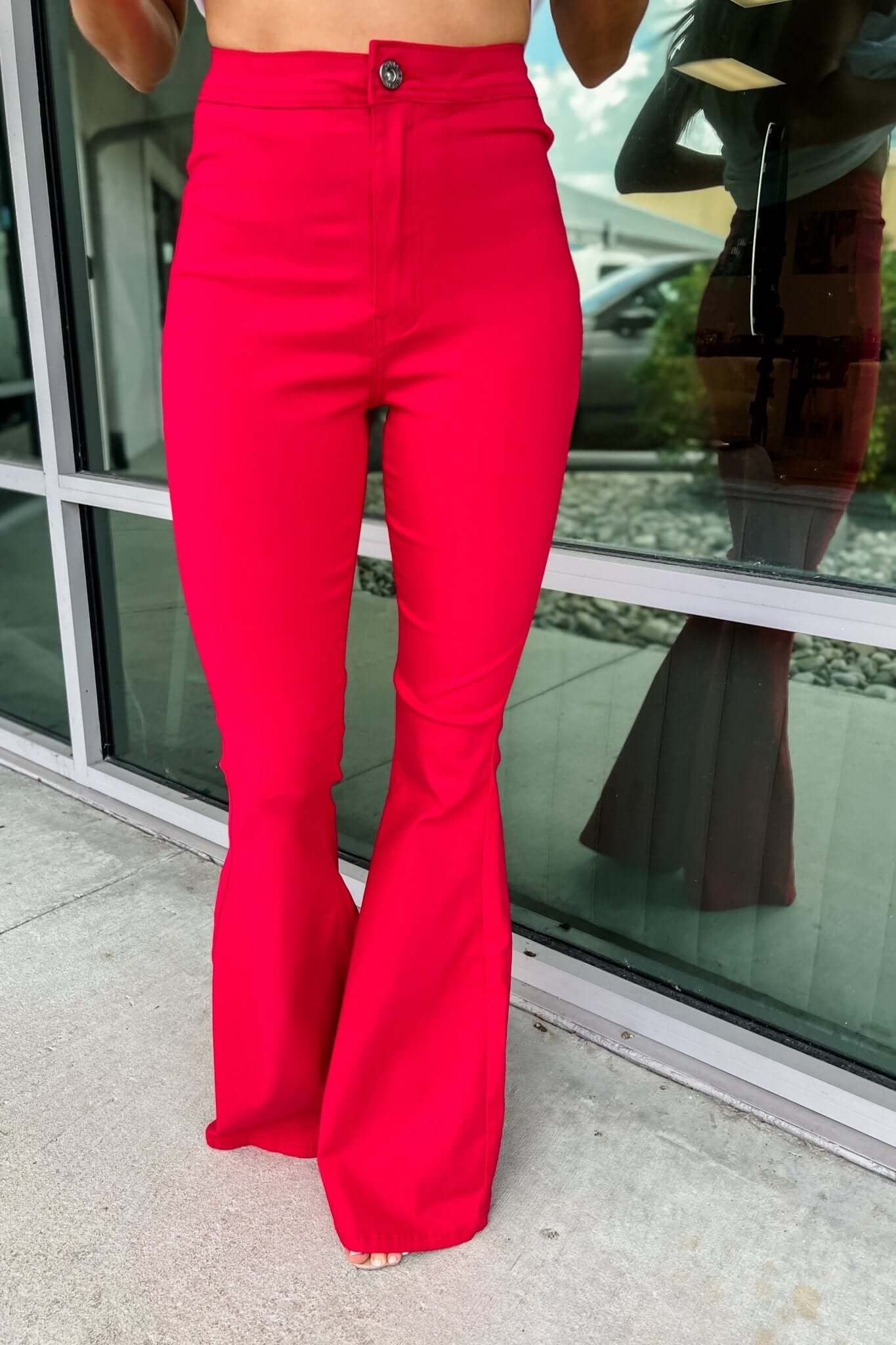 Premium Olive Disco Nights Stretchy Flares - Size XL