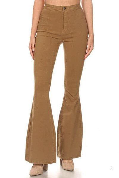 Premium Olive Disco Nights Stretchy Flares - Size XL