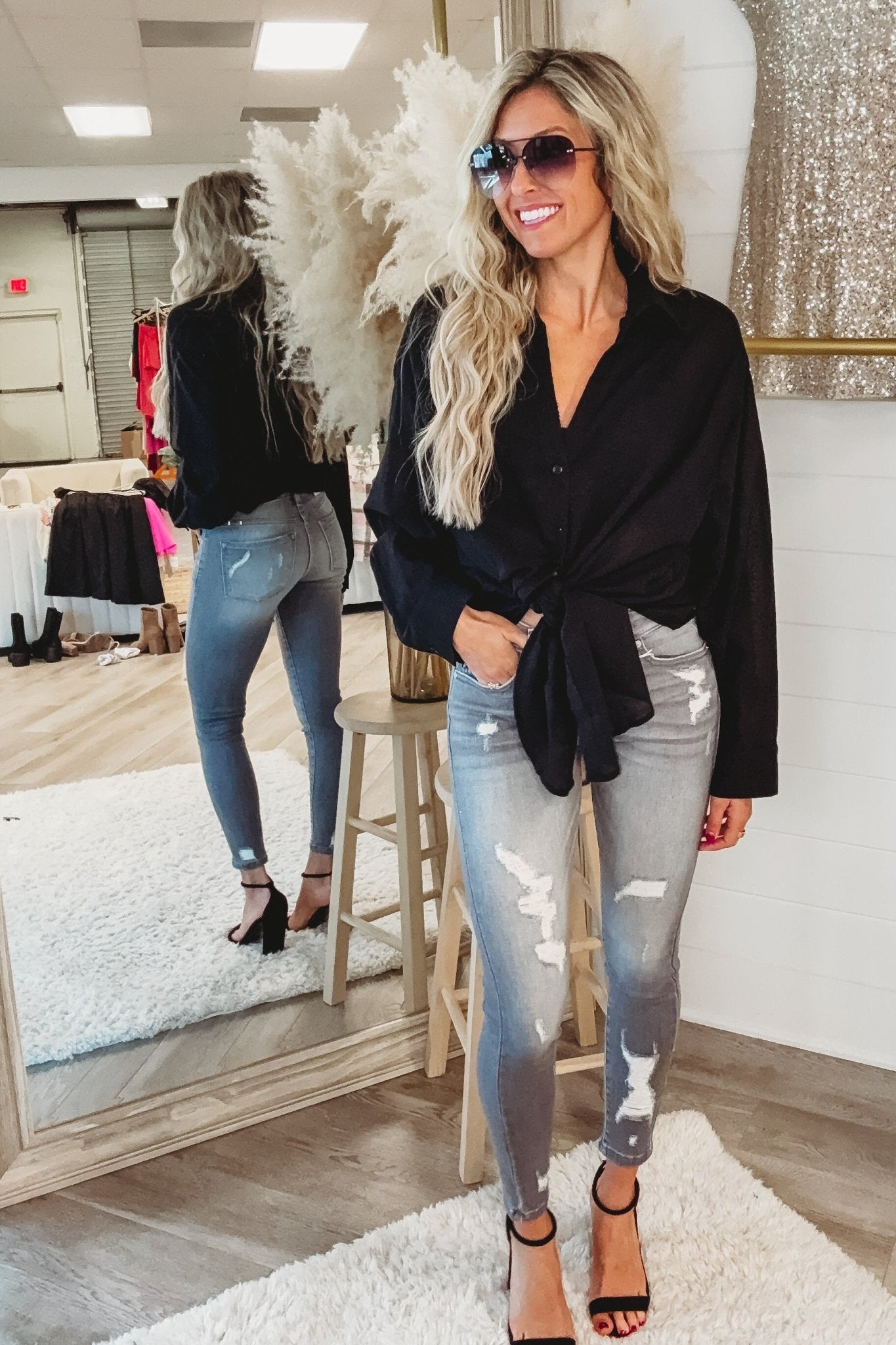 Premium Oversized Black Button-Down Shirt