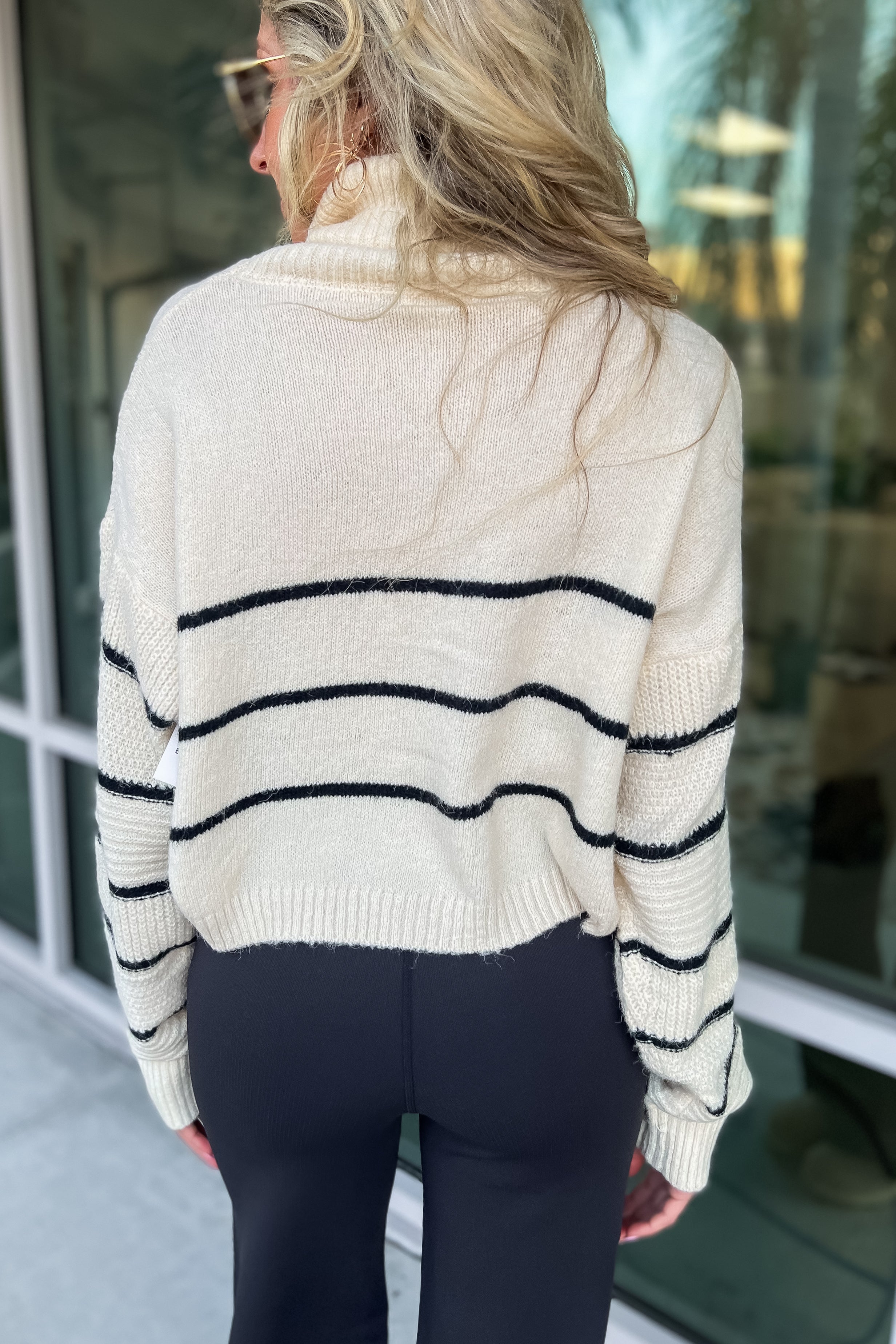 Premium Taupe Stripe Cozy Turtleneck Sweater - Ultimate Winter Essential