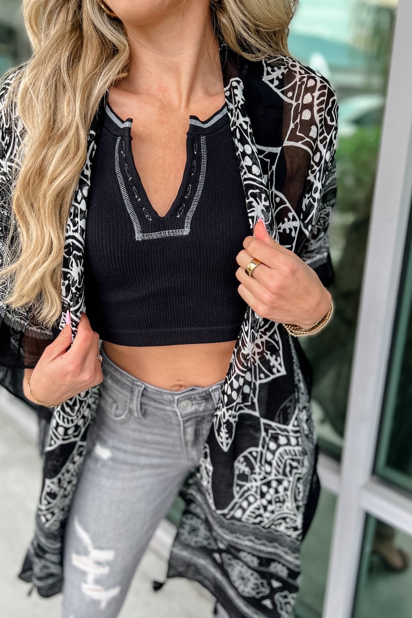 Ultimate Midnight Mosaic Tassel Kimono