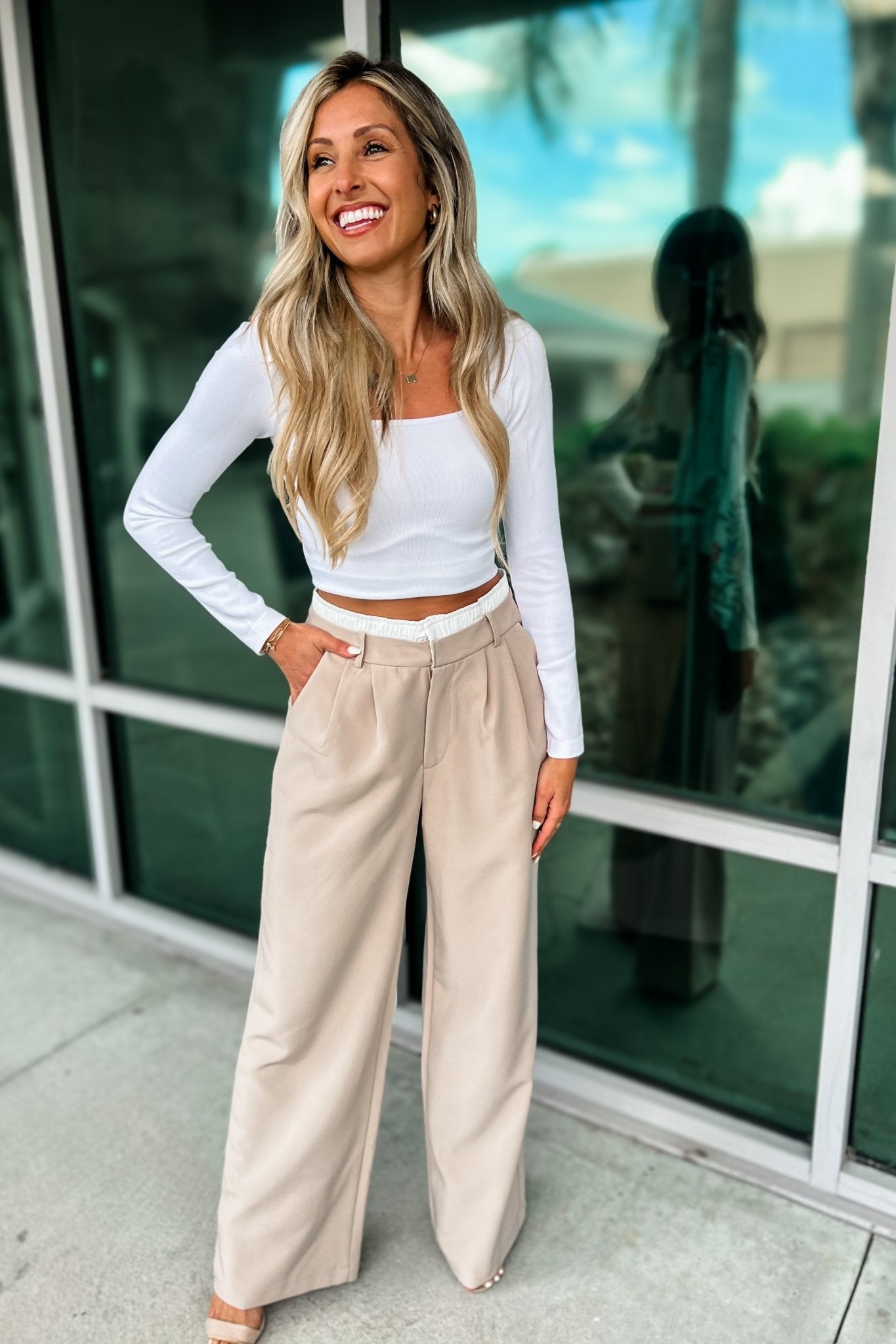 Premium Chic Double Layer Waistband Wide Leg Pants - Ultimate Comfort