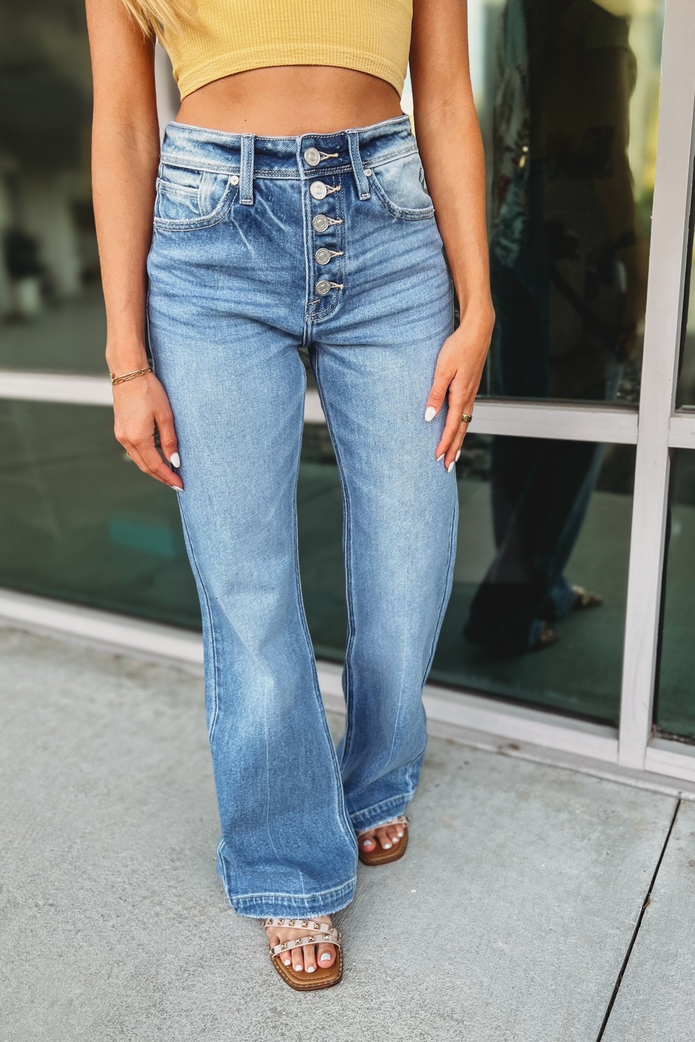 Premium KANCAN Roxy Ultra High Rise Button Fly Flare Jeans - Upgrade Your Style