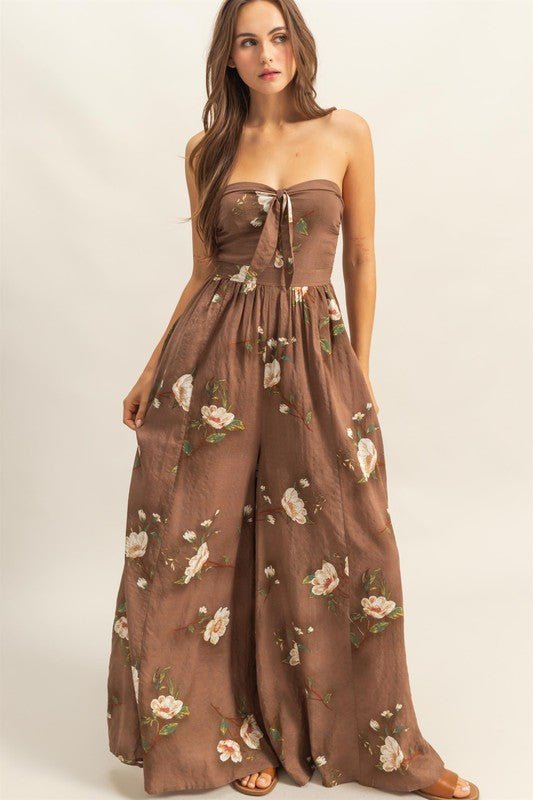 The Ultimate Wildflower ULTRA WIDE LEG Brown Floral Jumpsuit