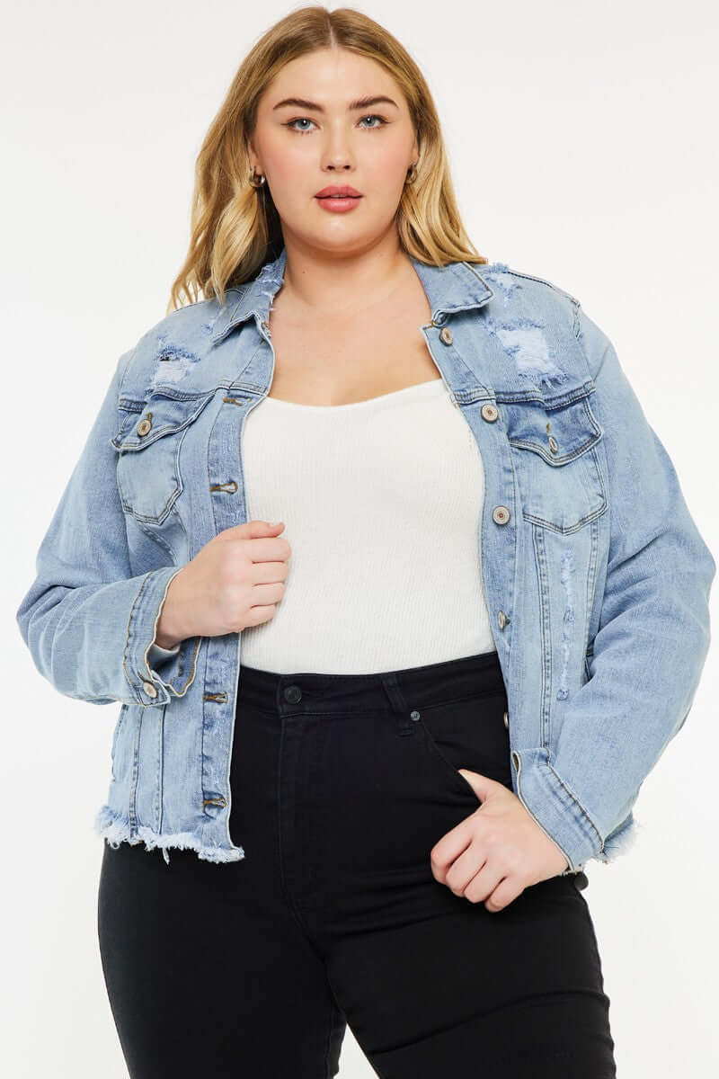Premium KANCAN Zoey Fray Hem Denim Jacket - Upgrade Your Style