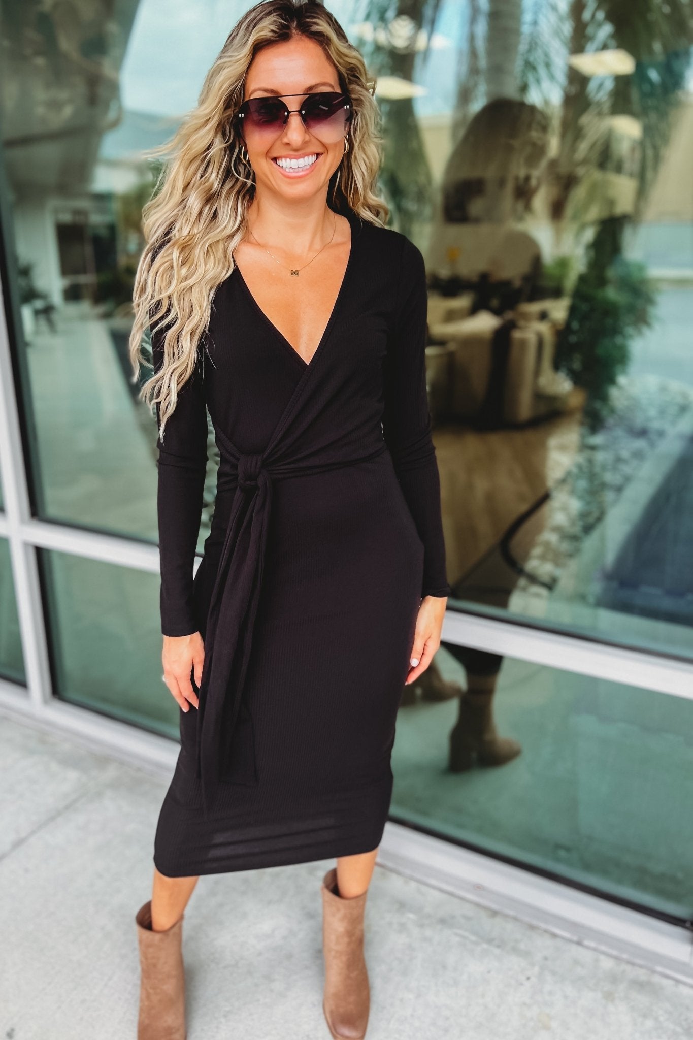 Premium Black Faux Wrap Dress - Ultimate Style & Comfort