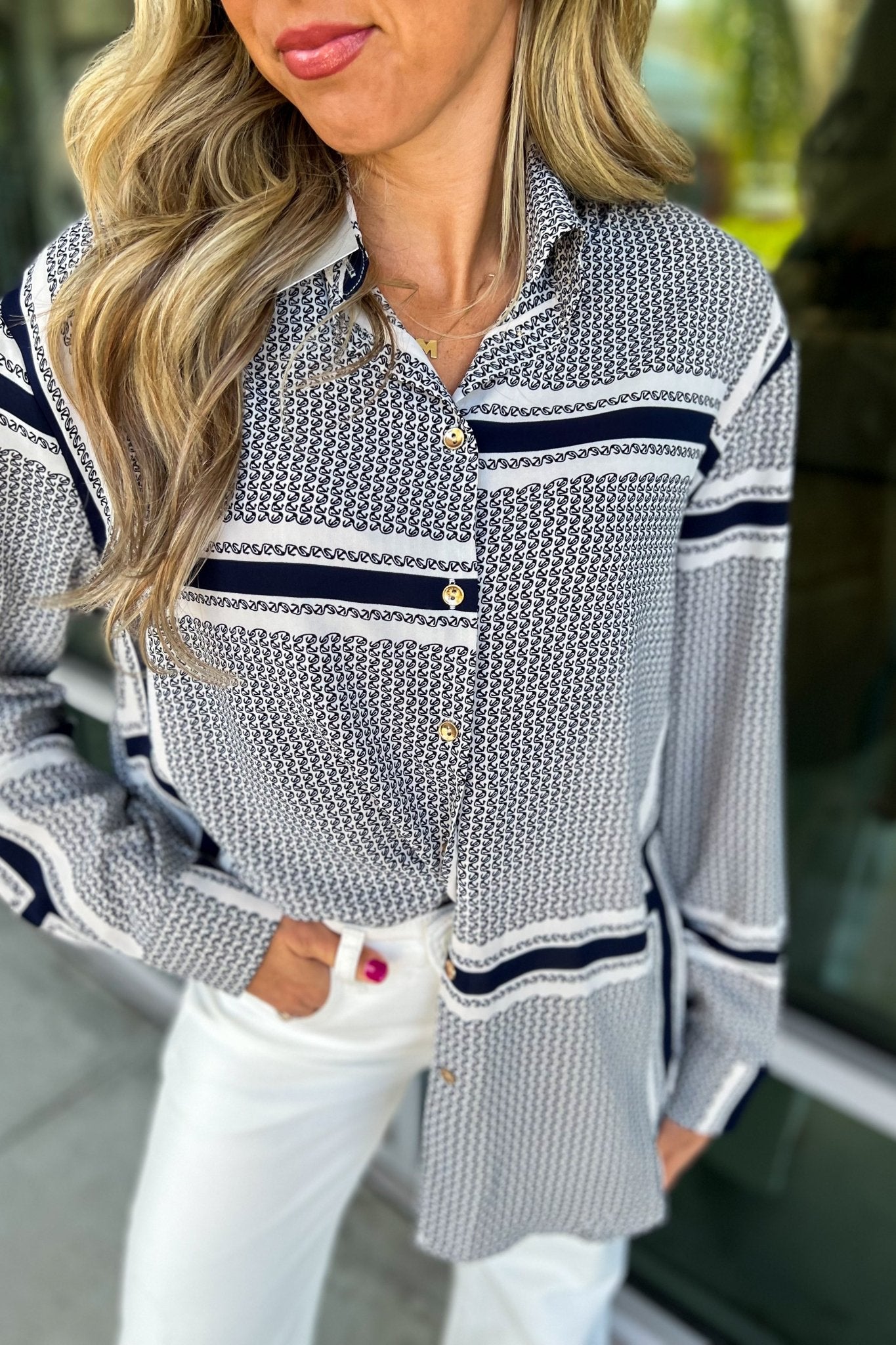 Premium Navy Striped Button-Up Shirt | Upgrade Your Style