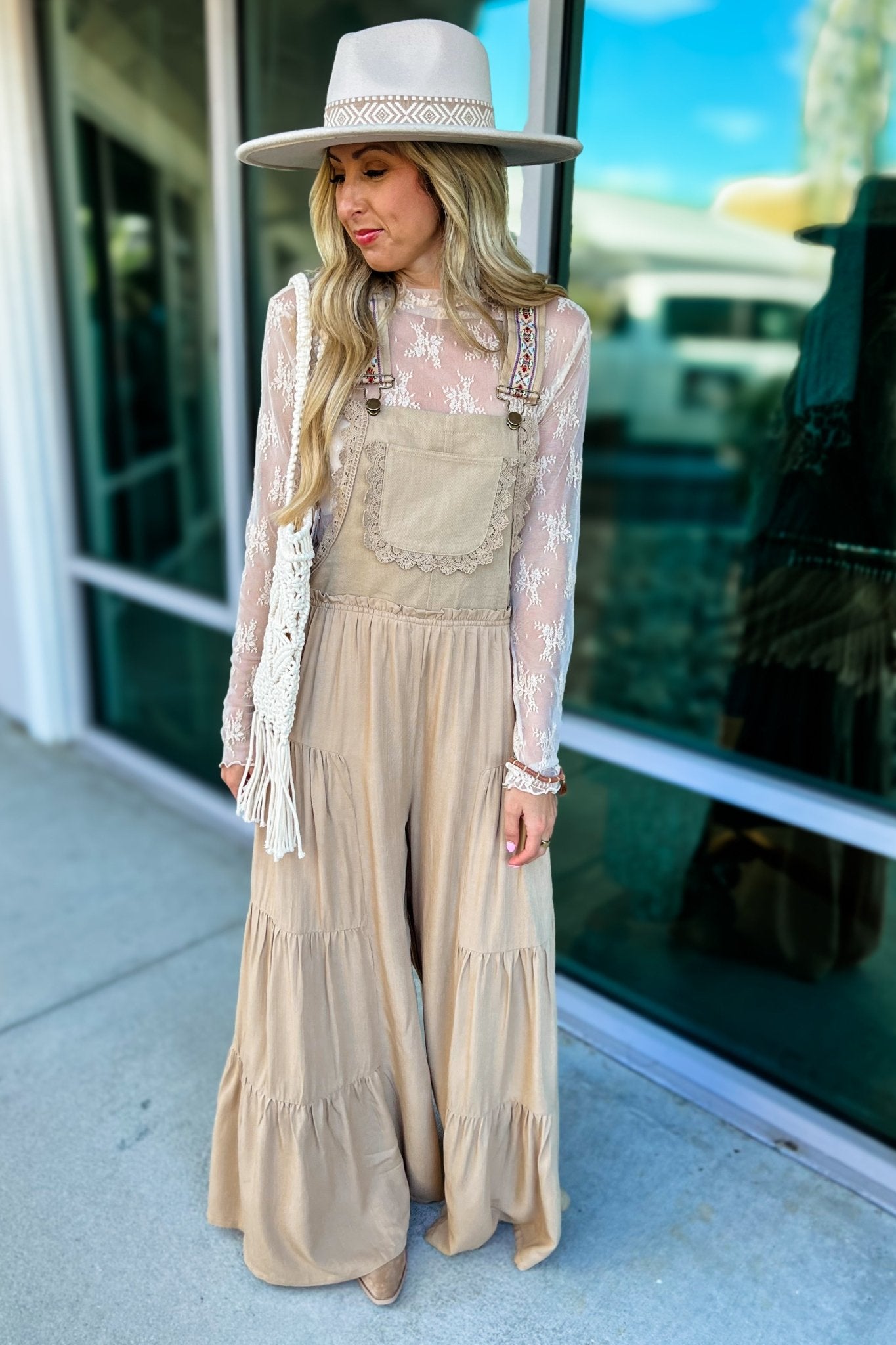 Ultimate Boho Free Spirit Lace Trim Overalls - Coco