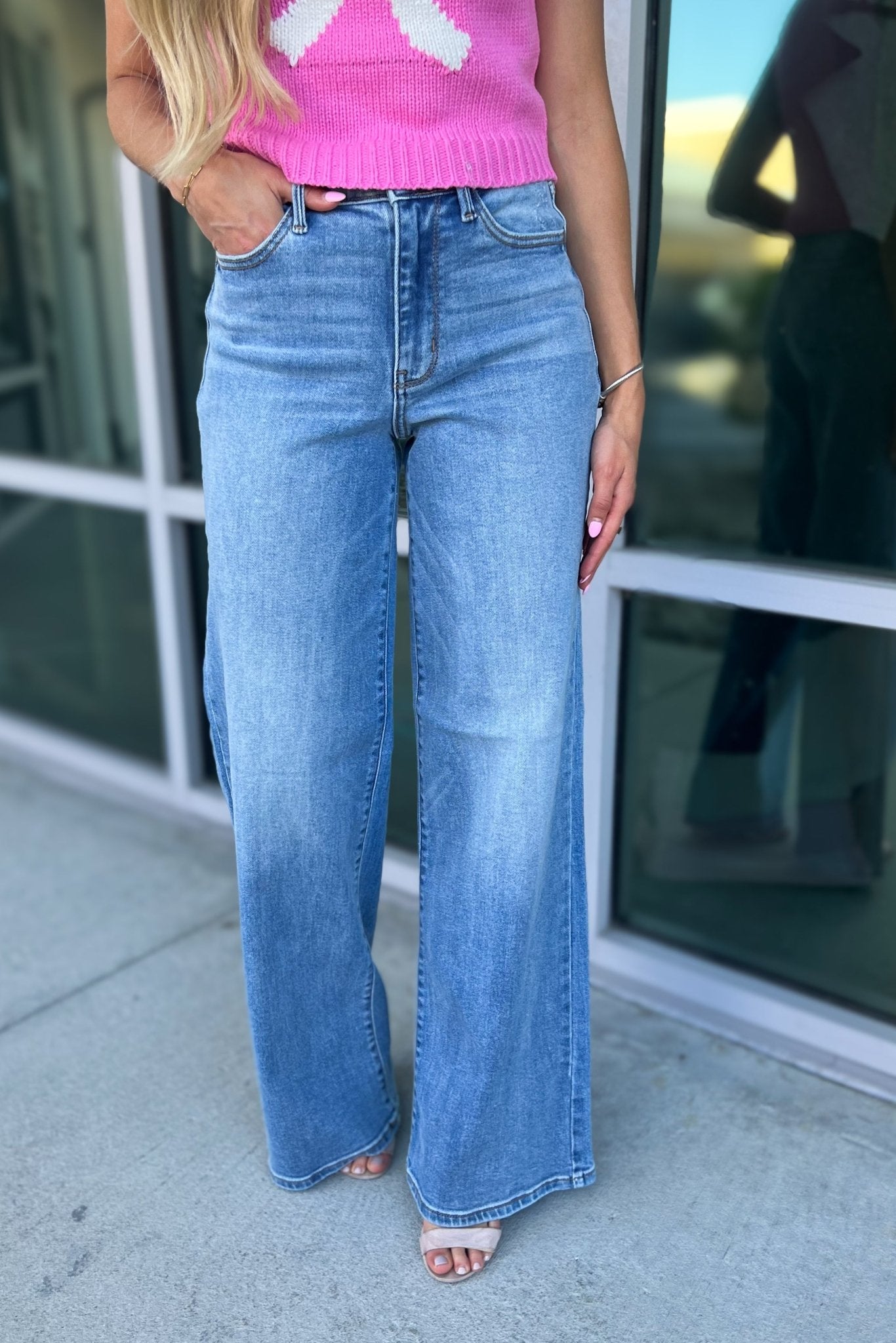 JUDY BLUE Premium Sophia High Rise Wide Leg Jeans - Ultimate Comfort & Style