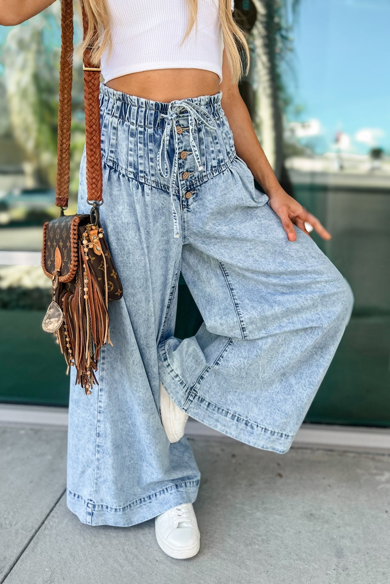 Ultimate Vintage Wide Leg Denim Pants - Premium Mineral Washed Style