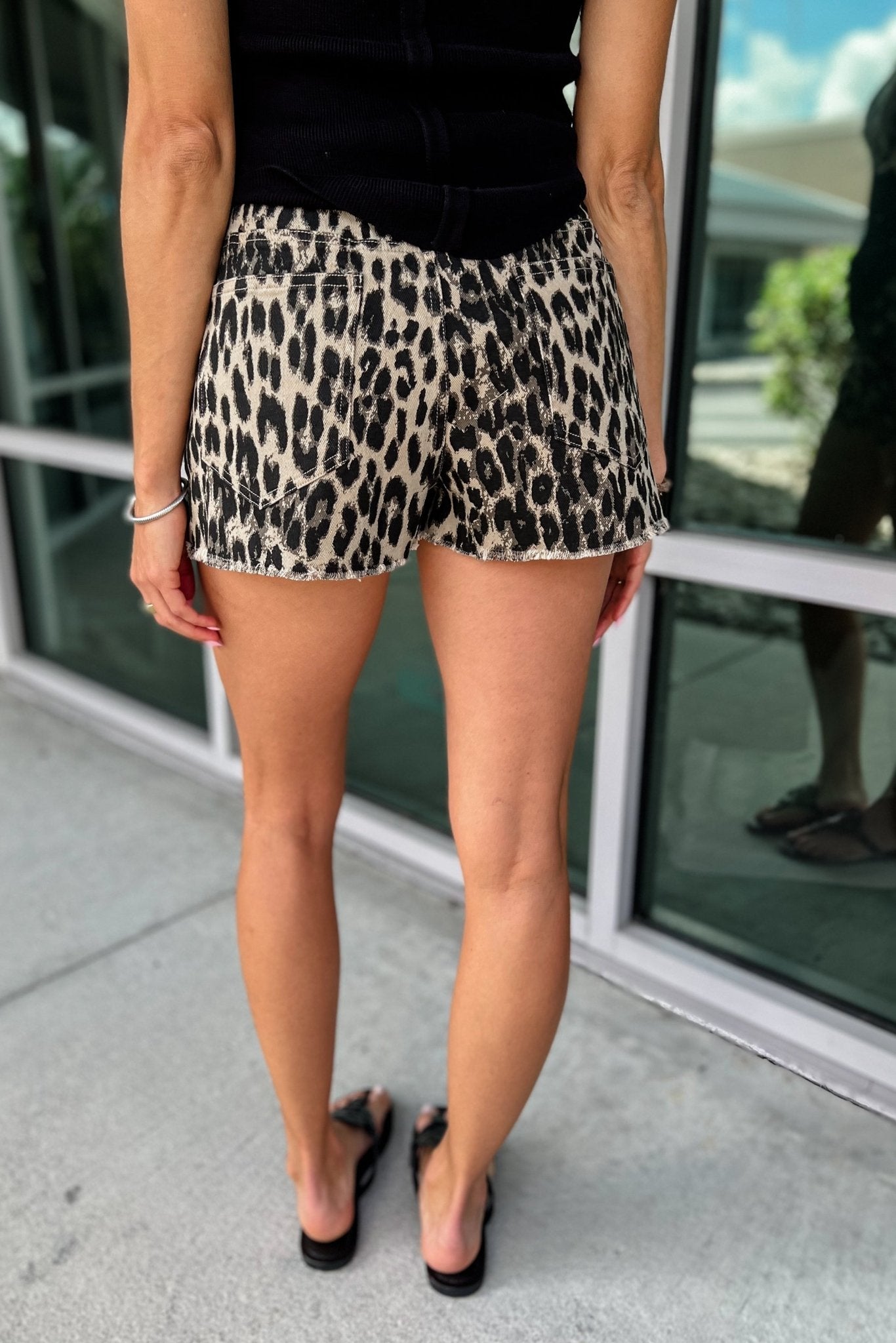 Premium Wild Side Leopard Print Denim Shorts