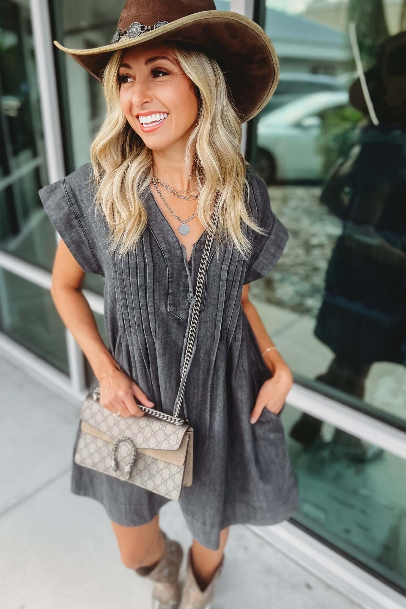 Ultimate Relaxed Dark Grey Denim Dress - Listen To The Music