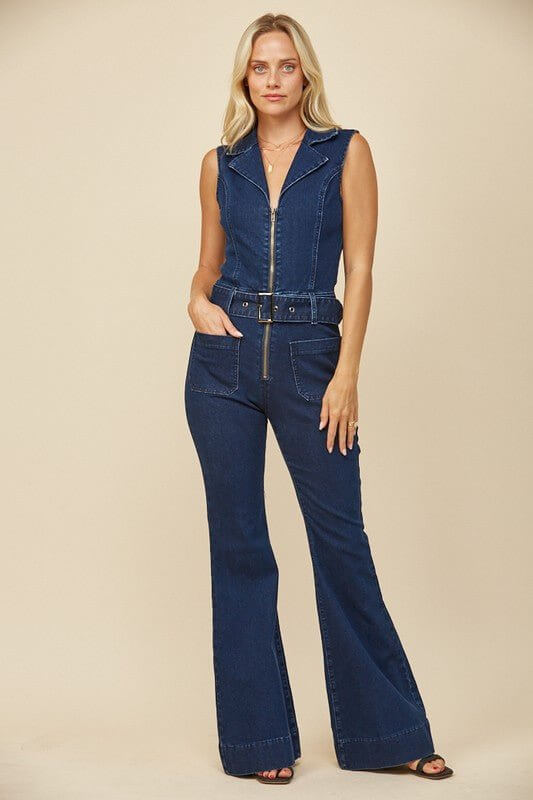 Premium Western Denim Belted Jumpsuit - Ultimate Style Upgrade