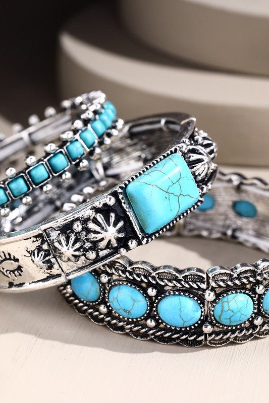 Premium Western Turquoise Bangle Set - Ultimate Statement Jewelry