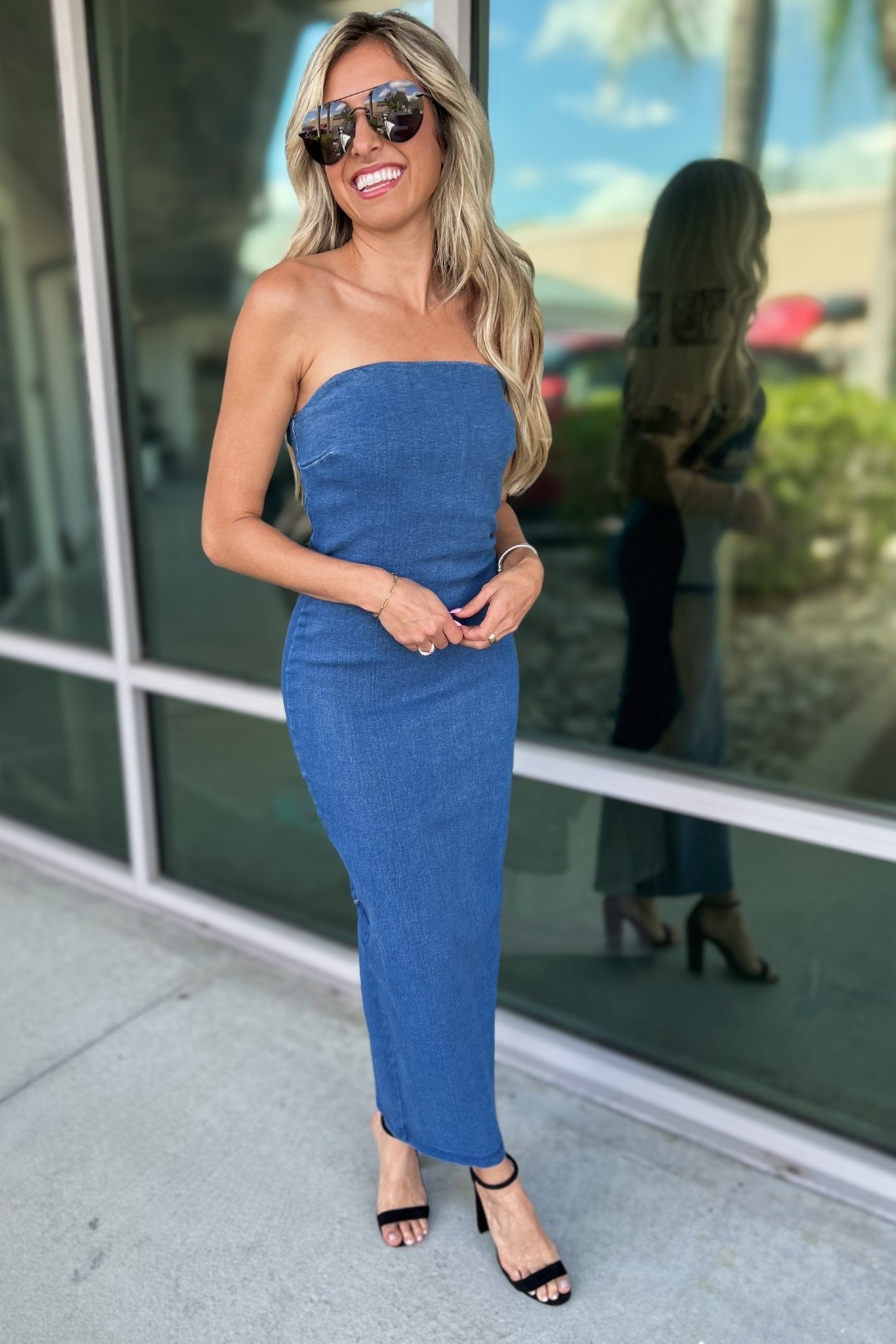 Ultimate Dark Wash Strapless Denim Dress