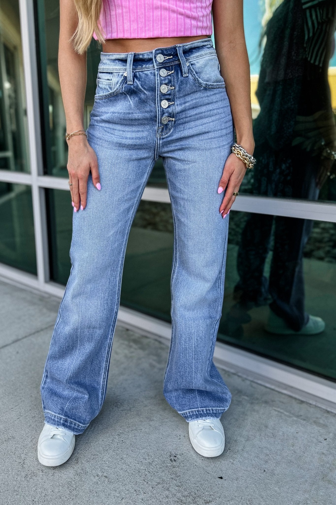 Premium KANCAN Roxy Ultra High Rise Button Fly Flare Jeans - Upgrade Your Style