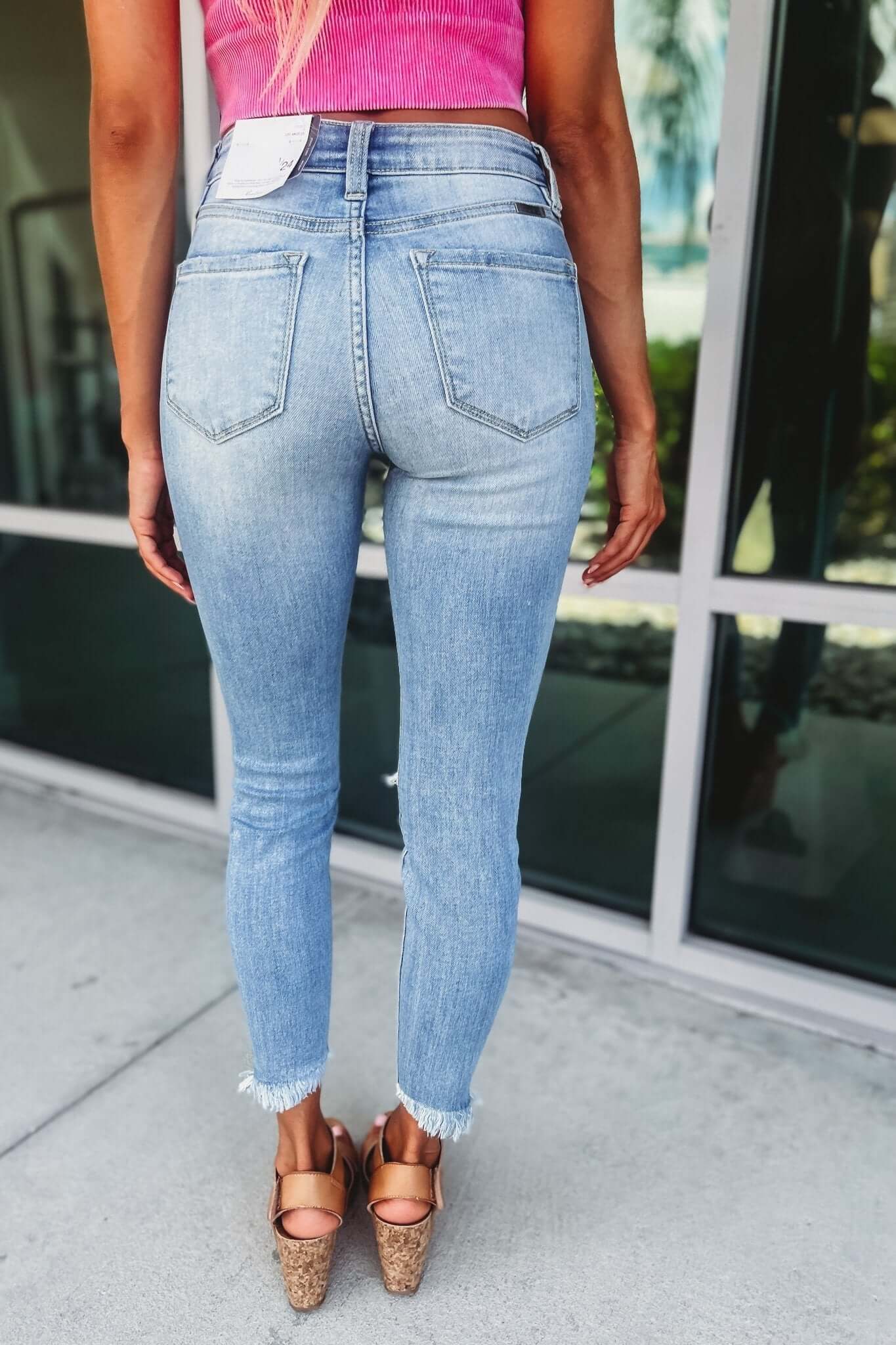 KANCAN Premium Cropped Skinny Jeans - Unfinished Business Sharkbite