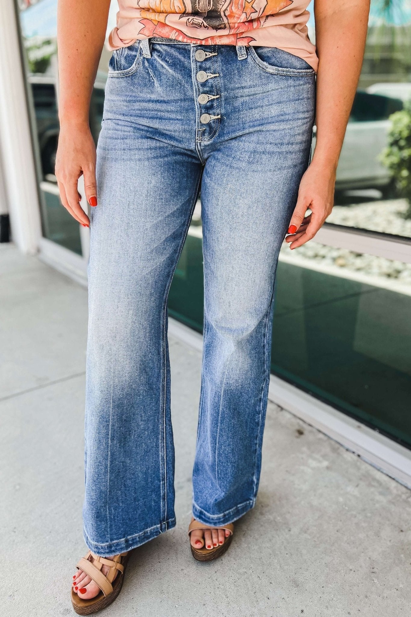 Premium KANCAN Roxy Ultra High Rise Button Fly Flare Jeans - Upgrade Your Style